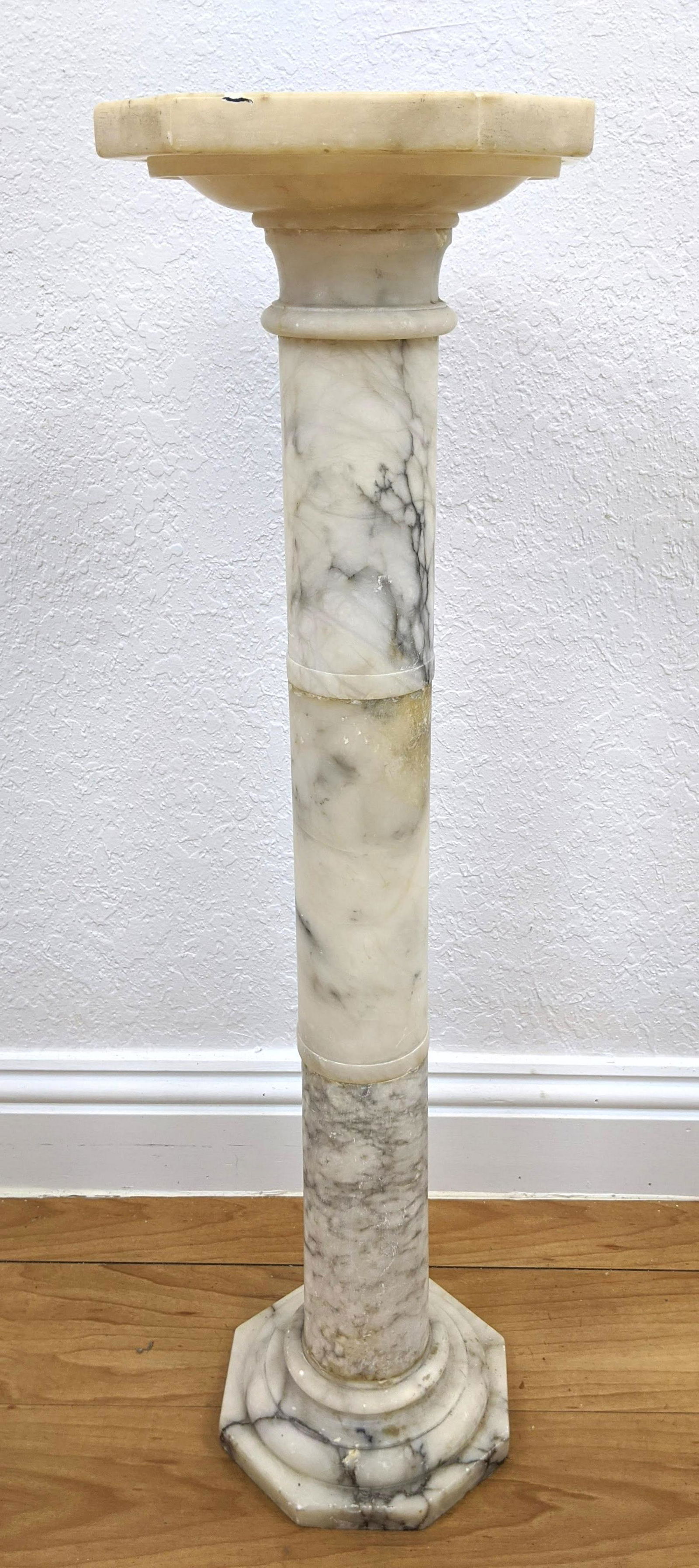 Alabaster Column Pedestal Display Stand. Octagonal base (1 of 10)