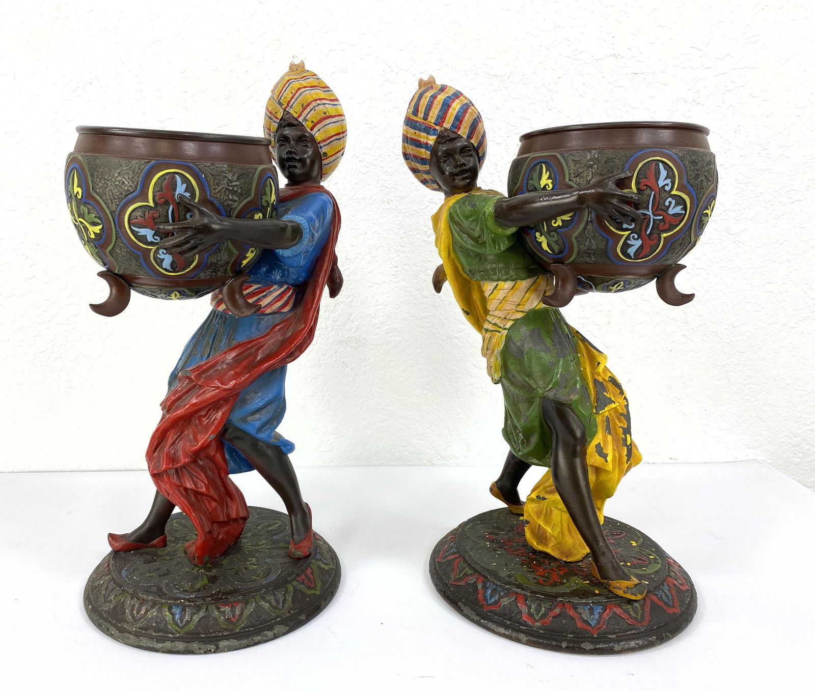 Pr Polychrome Metal Blackamoors. Figures with striped t (1 of 14)