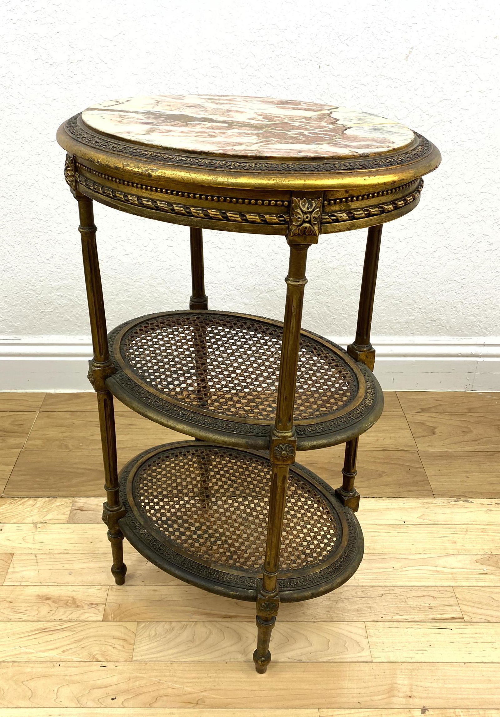 French Style 3 Tier Pedestal Table Plant Stand with Can (1 of 13)