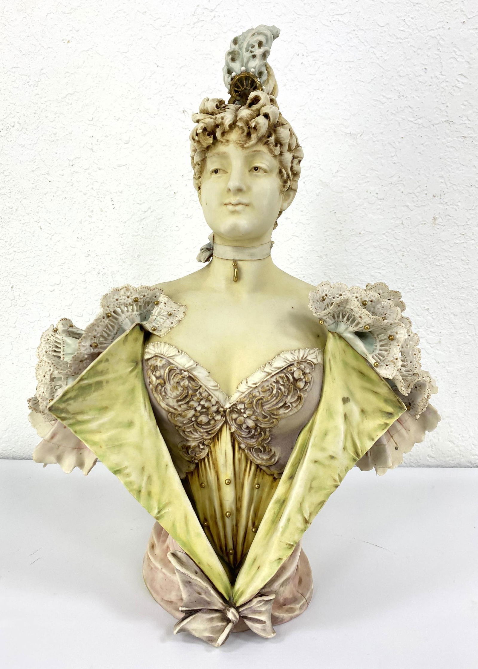 E STELLMACHER Amphora Bust Sculpture. Hand Painted.: E STELLMACHER Amphora Bust Sculpture. Hand Painted. -- Dimensions: H: 19.5 inches: W: 16 inches: D: 8 inches ---