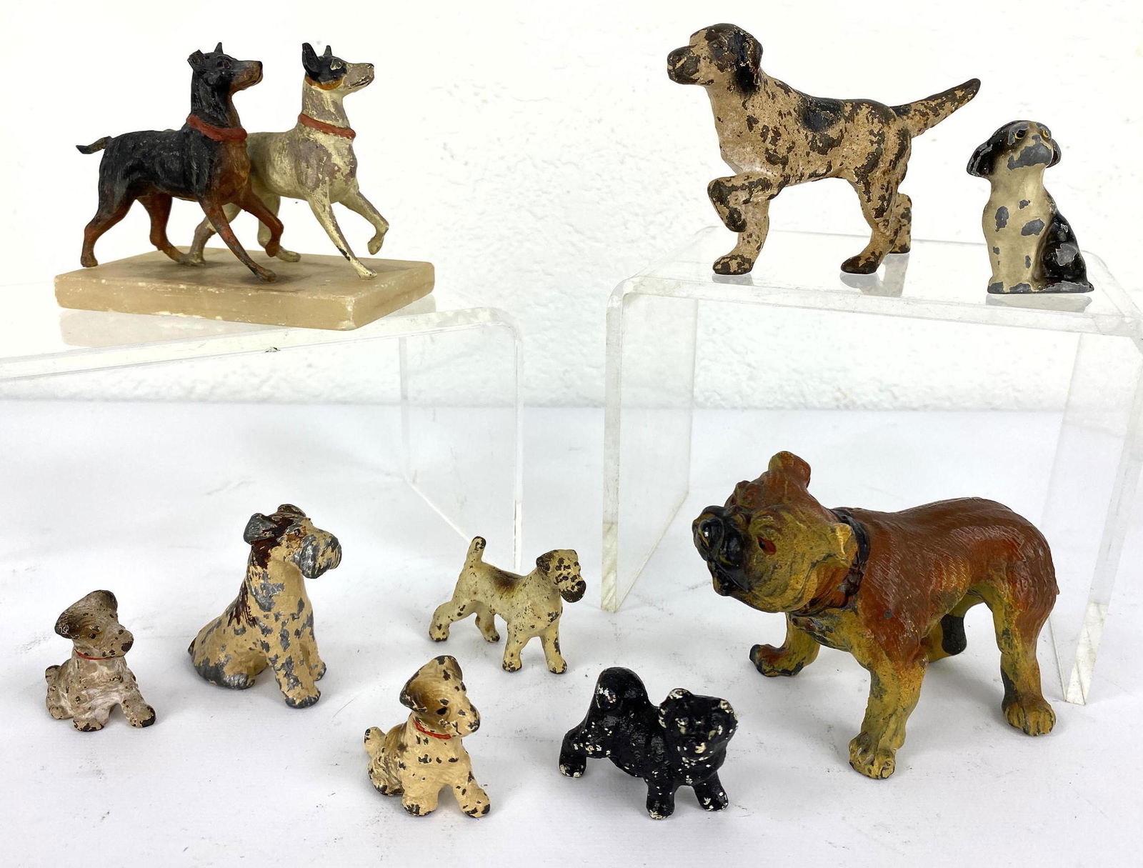 9pcs Miniature Dog Figurines Metal and Iron. (1 of 14)
