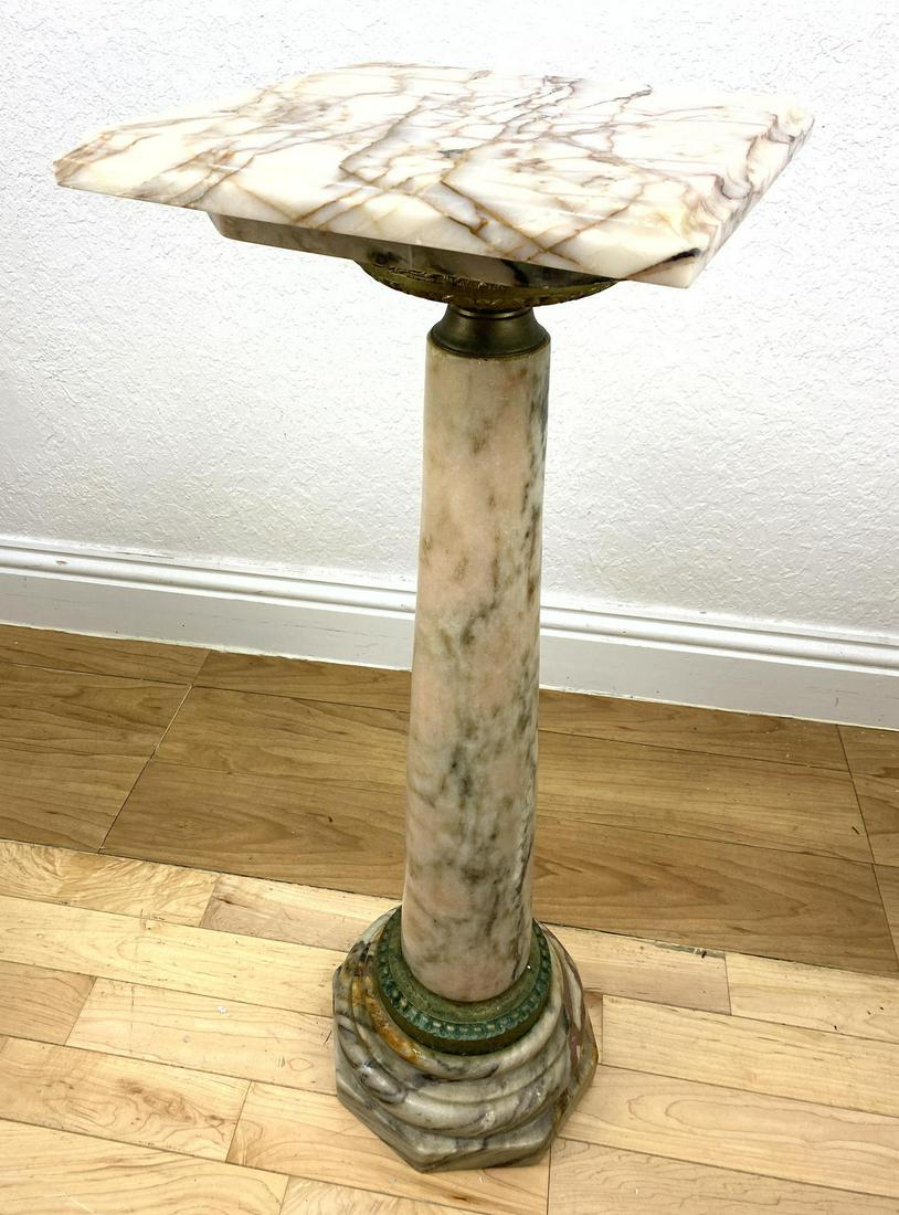 Vintage Marble Pedestal Display Stand. Grained marble. (1 of 12)
