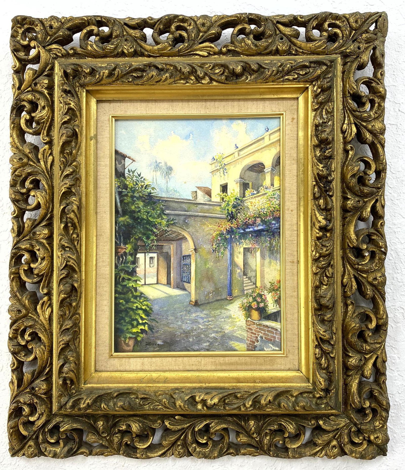 Signed ZORI Watercolor Painting on Paper. European Vill (1 of 7)