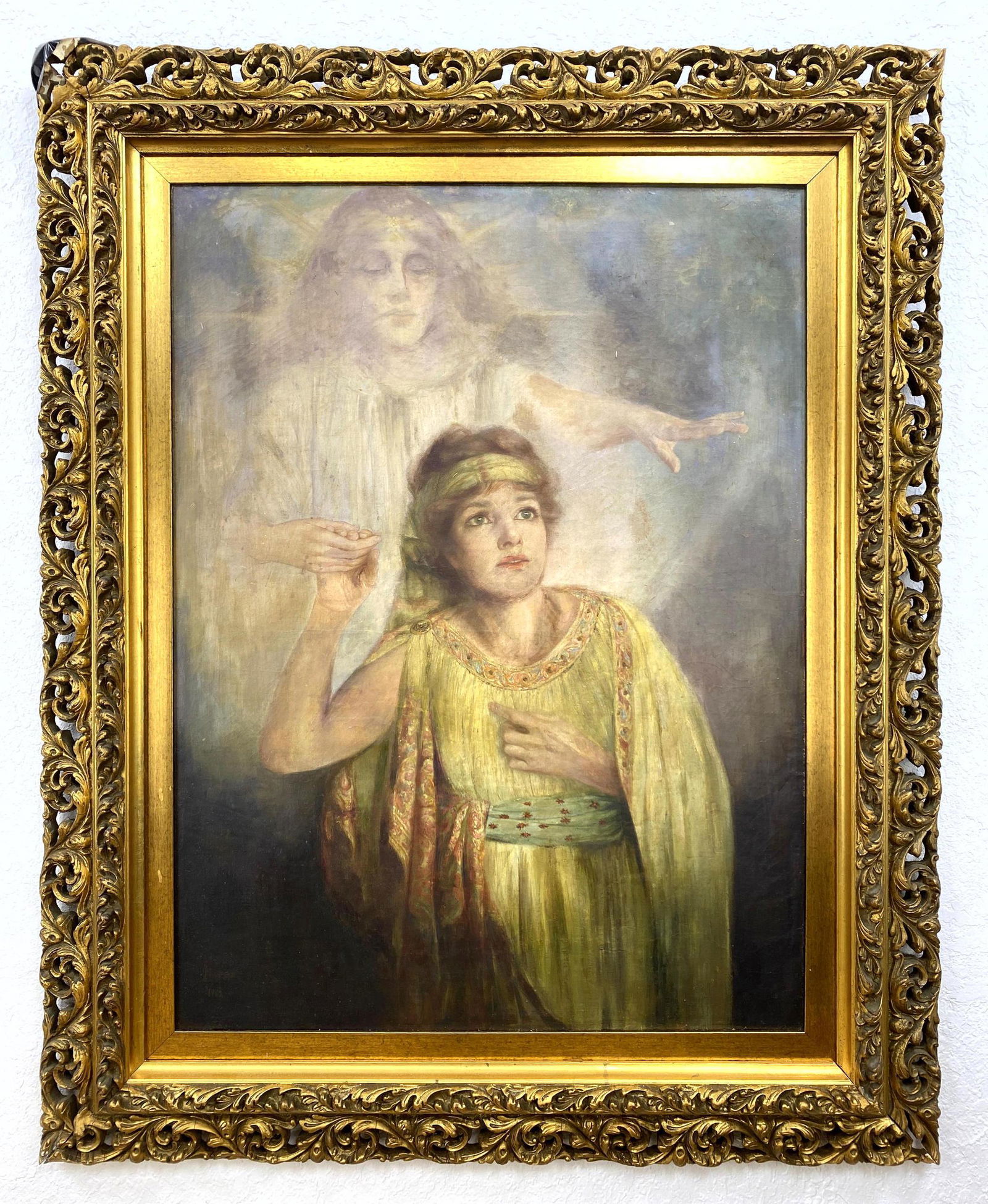 Large Artist Signed Figural Painting. Young Woman Stirr (1 of 20)