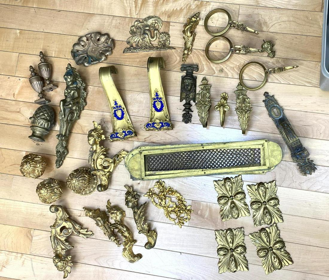 Large lot of Brass and Bronze Furniture Mounts and Knob (1 of 10)