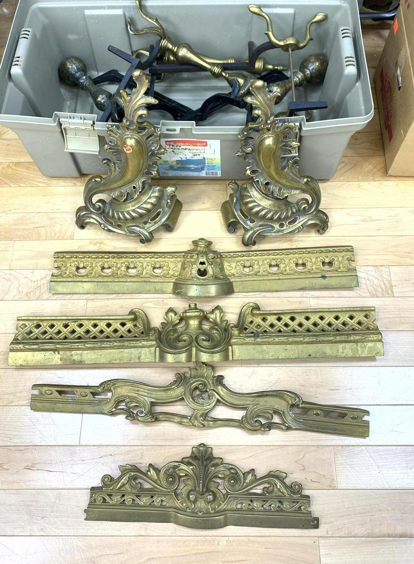 Large lot Brass andirons and fireplace accents. (1 of 8)