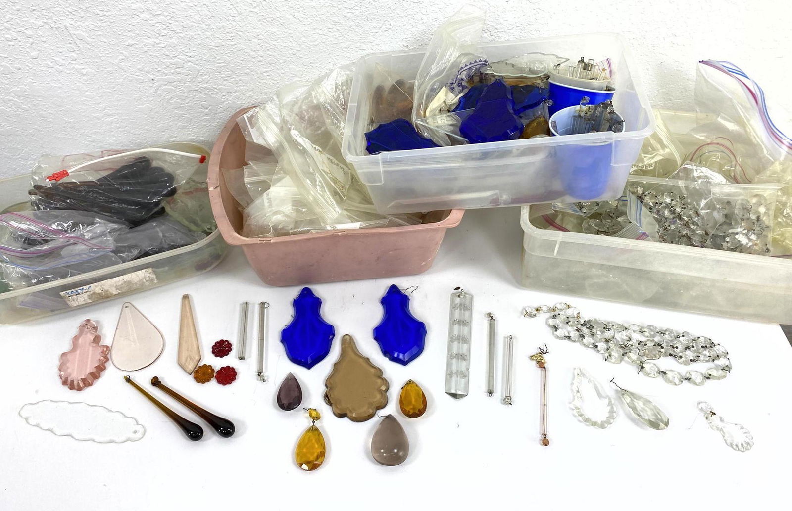 Large lot- Chandelier Parts. Four boxes of chandelier g (1 of 11)