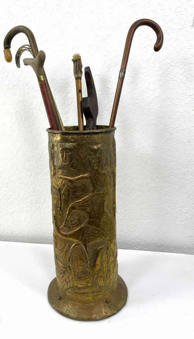 Brass Umbrella Stand with Canes. (1 of 13)
