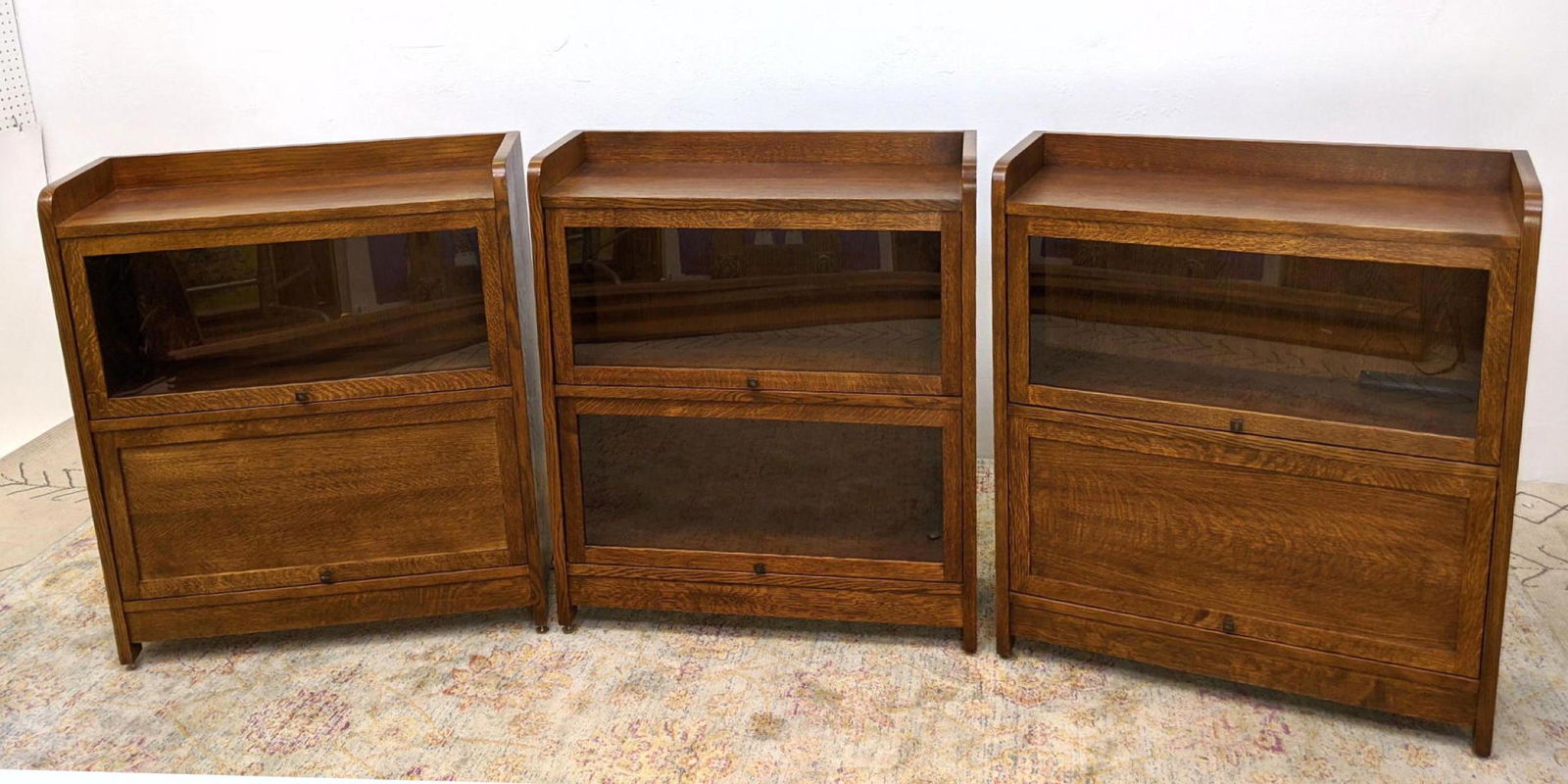 Set 3 STICKLEY Mission Oak Bookcases. Lift doors. (1 of 14)