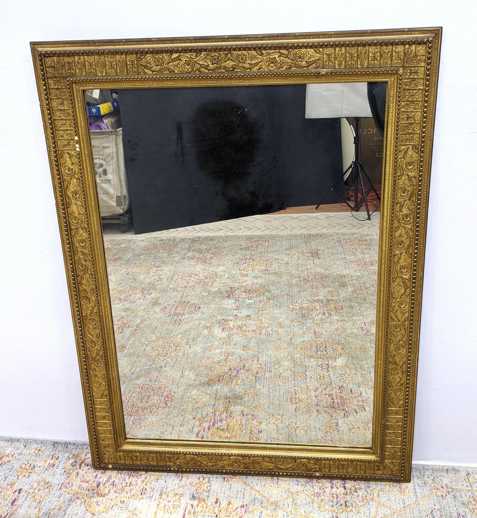 Antique Gilt Gesso Wall Mirror.  Victorian era fancy Fr (1 of 11)