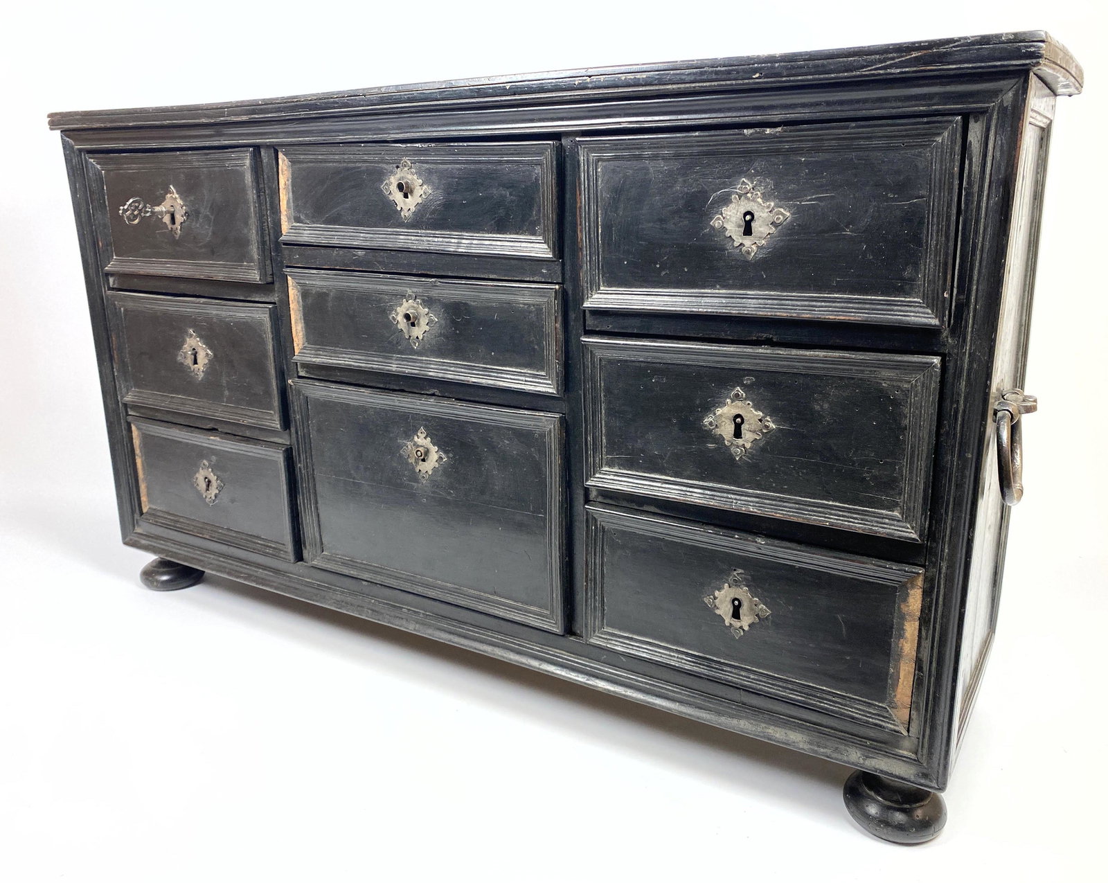 Antique Black Ebonized Dresser top cabinet. on Bun Feet (1 of 20)
