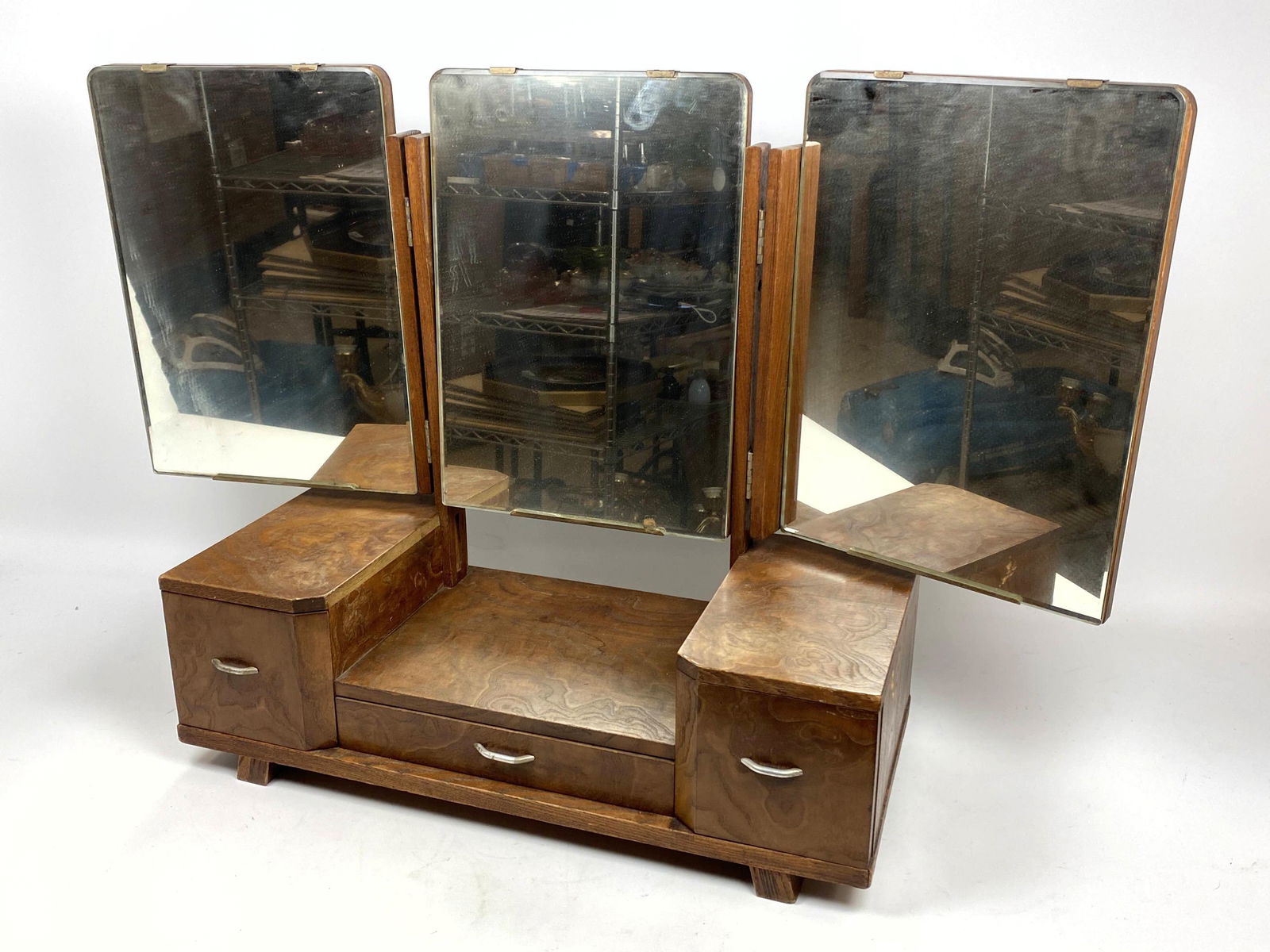 Art Deco Dresser Top Tri Mirror Vanity Cabinet. (1 of 19)
