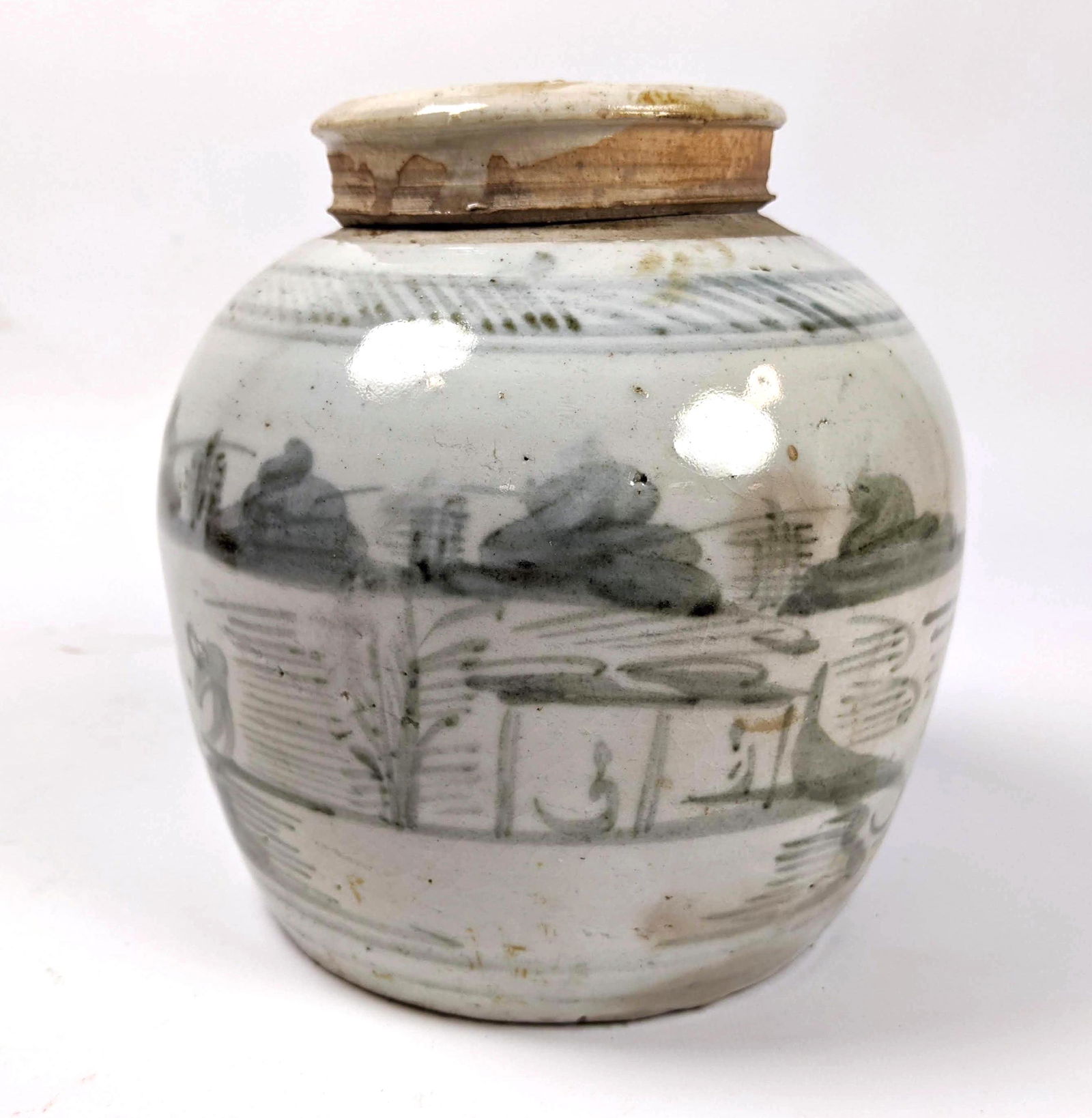 Asian Decorated Ginger Jar. Painted porcelain. (1 of 9)