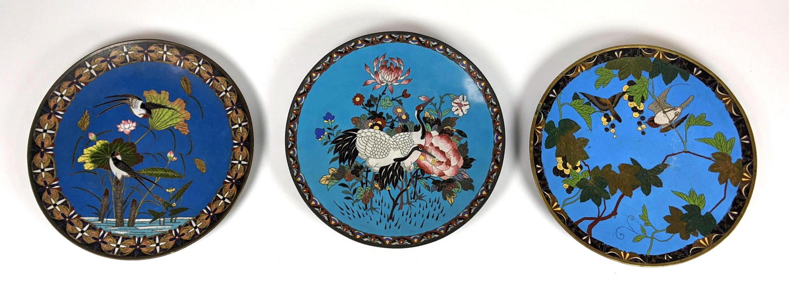 3pcs Japanese Cloisonne Charger Plates. (1 of 16)