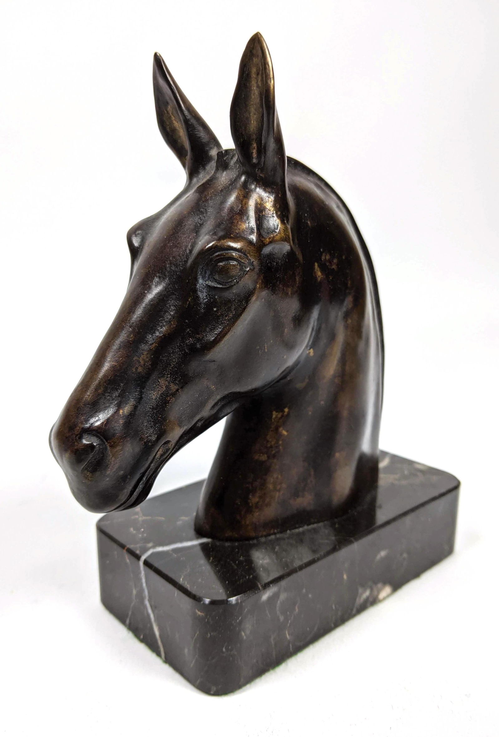 Max Le Verrier Bronze Sculpture of Horse Head on Marble (1 of 9)