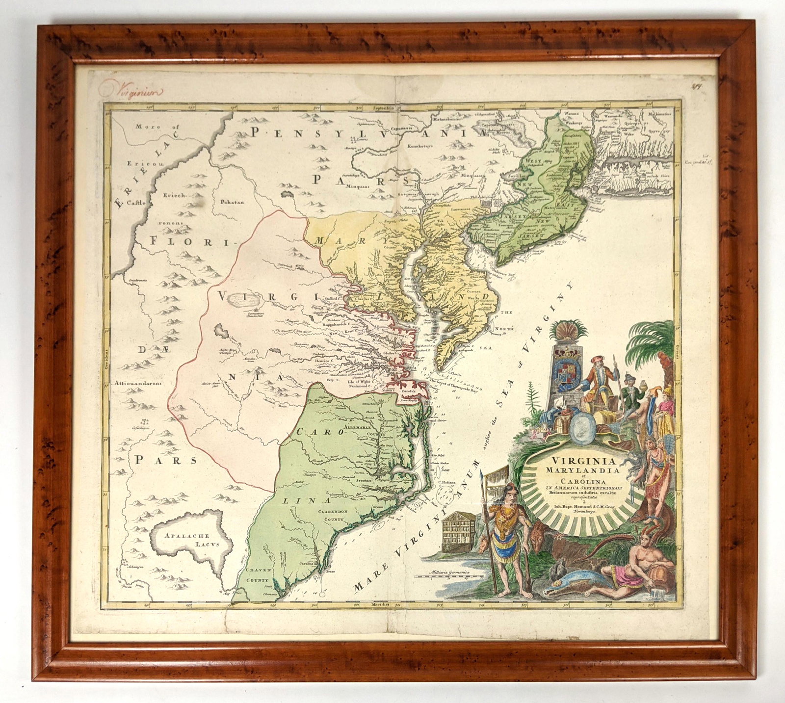 Antique Framed Map. Virginia Marylandia et Carolina. Jo (1 of 13)