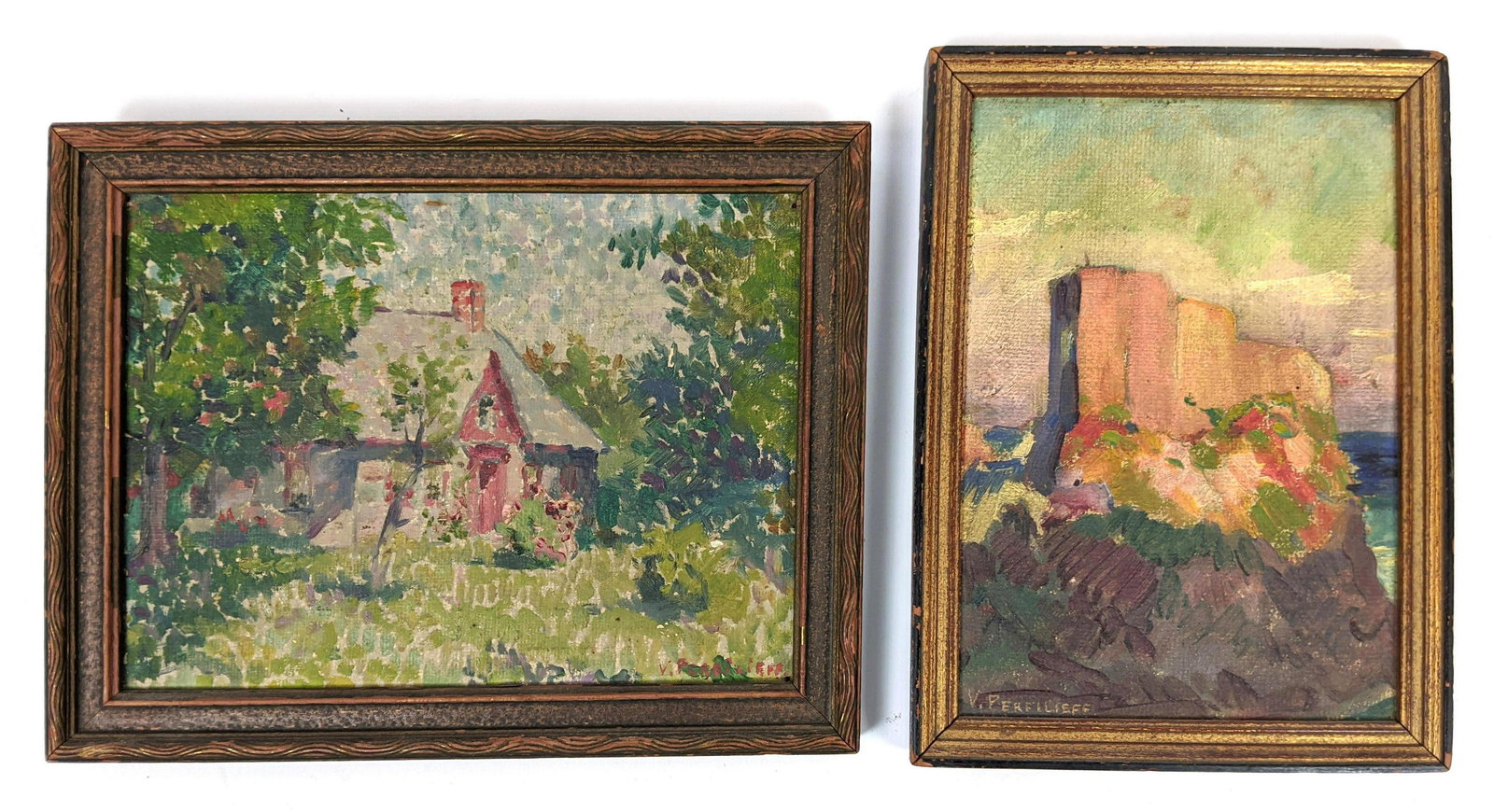 2pcs VLADIMIR PERFILIEFF Oil Paintings on Board.  Small (1 of 14)