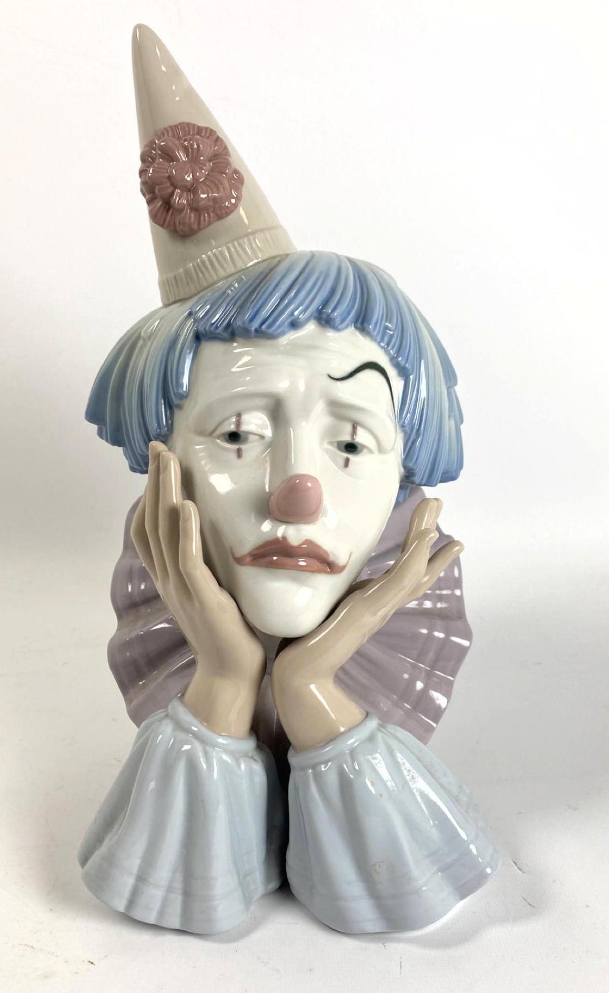 Large LLADRO sad face clown head figure (1 of 9)
