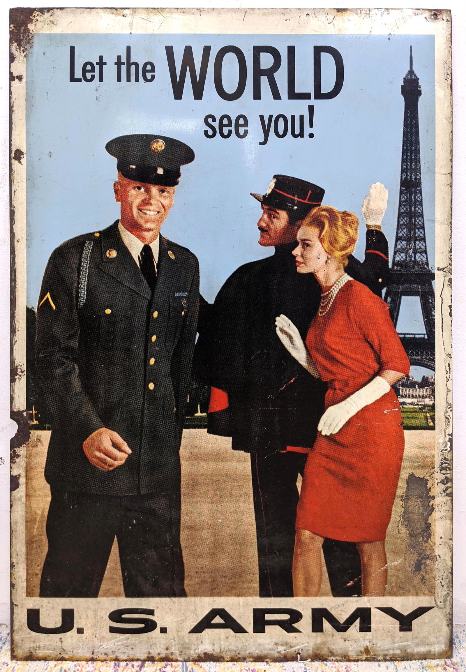 Tin lithograph Printed Metal sign. U.S. Army. Patriotic (1 of 6)