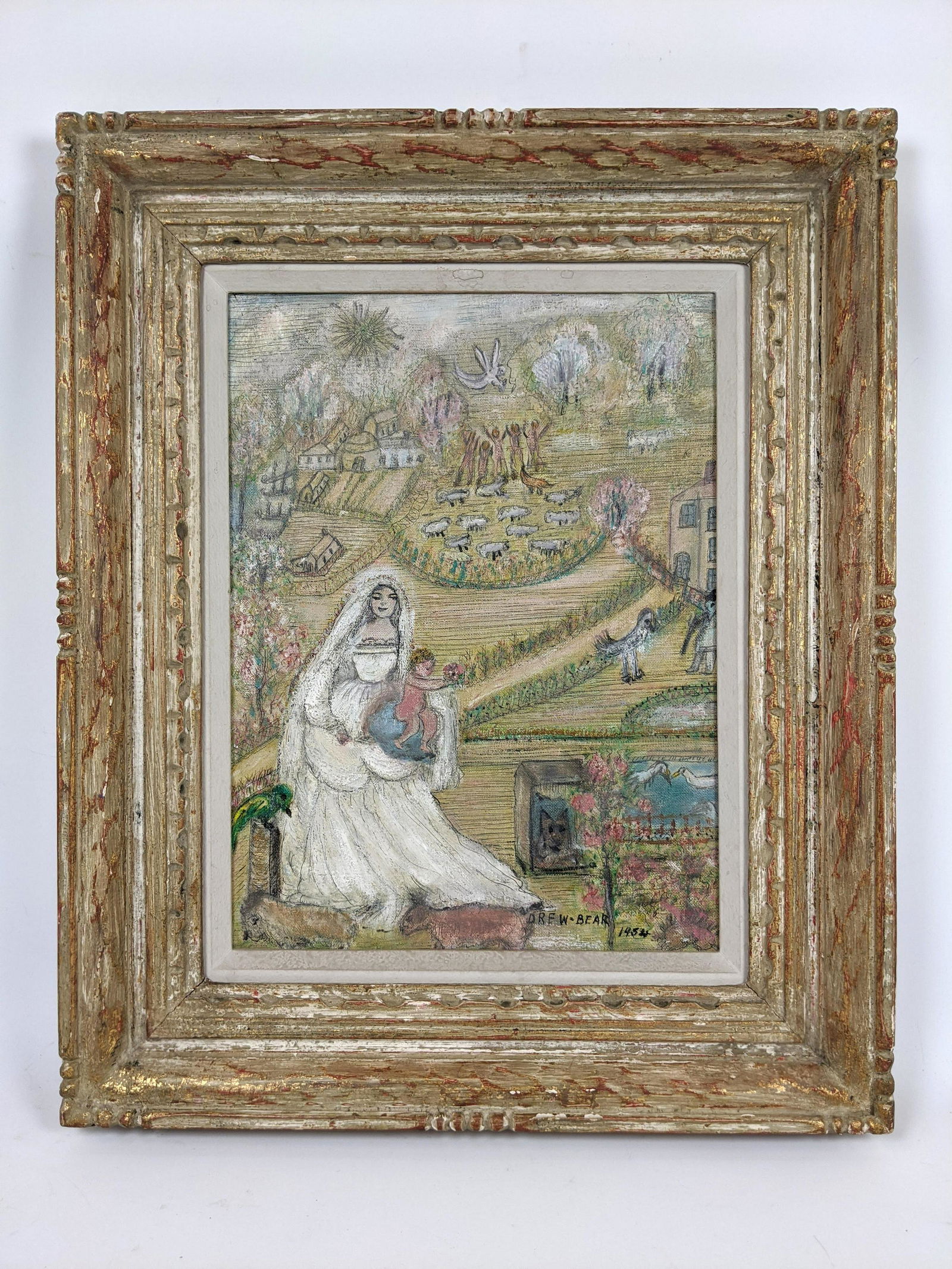 DREW BEAR Bride, Child in Pastoral Landscape Painting. (1 of 13)