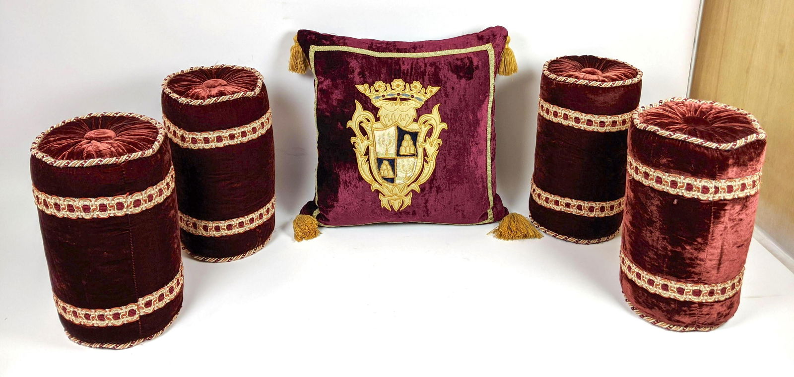 5pc set of Velvet Embroidered Pillow Set. (1 of 9)