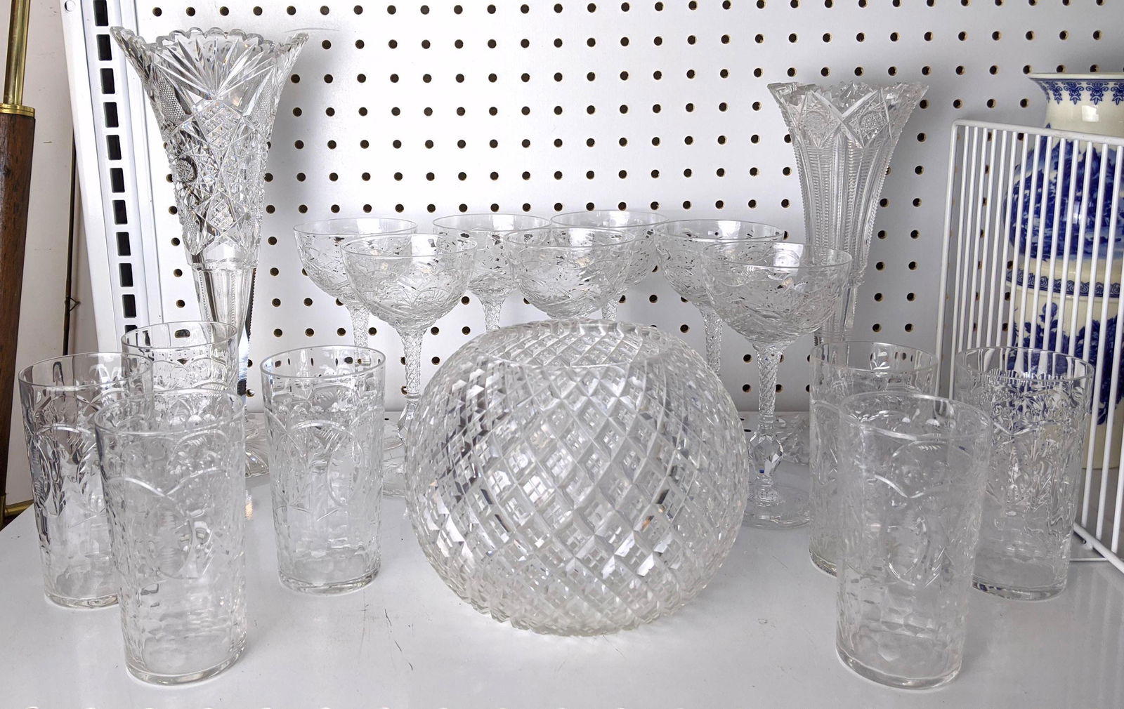 Crystal & Cut Glass Lot. Fancy engraved glasses and ste (1 of 20)