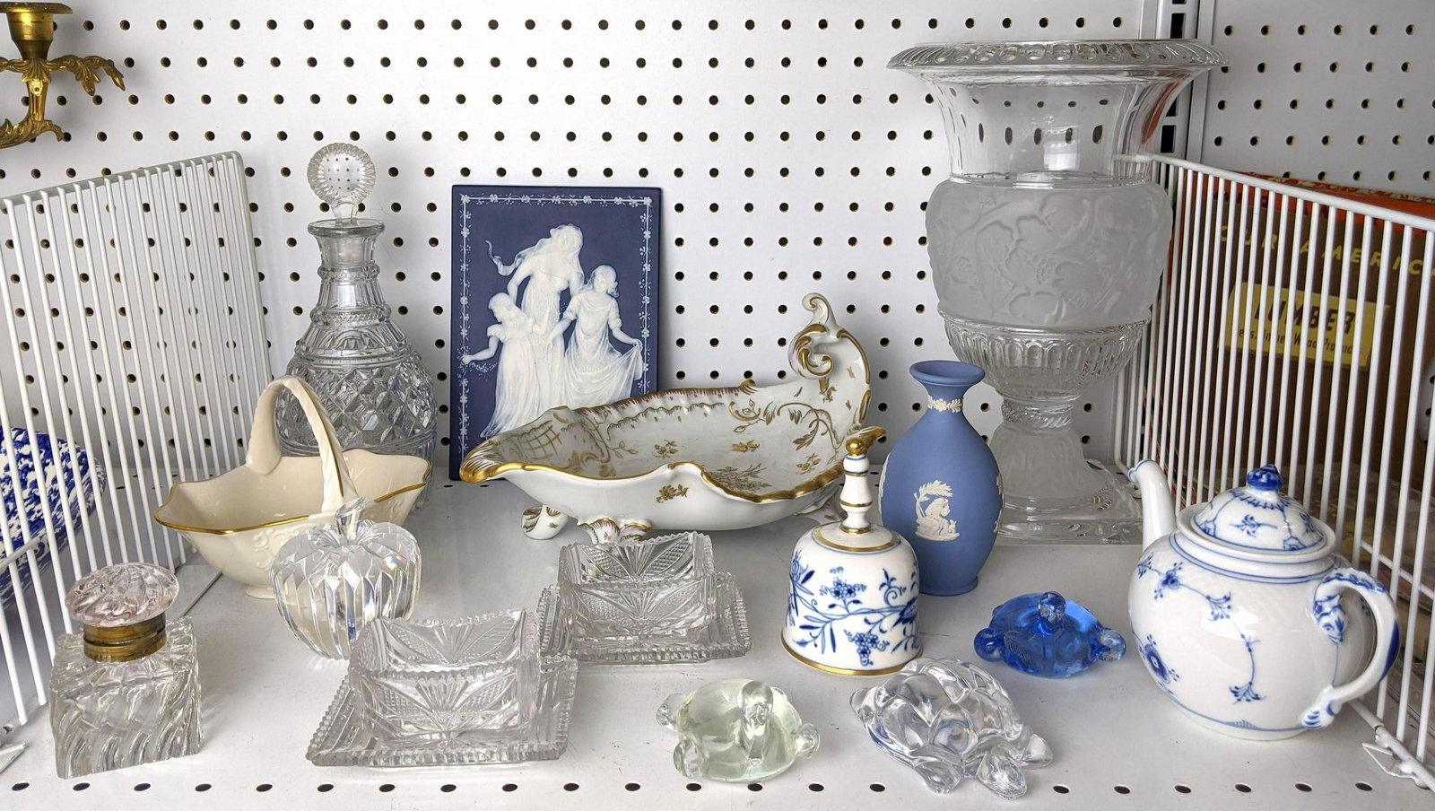 Assorted Crystal, Porcelain Tableware Lot. Meissen Bell (1 of 20)