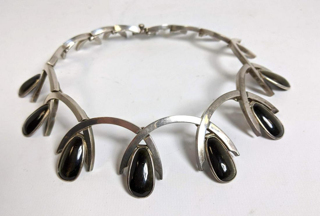 ANTONIO PINEDA Y569Y Sterling and Obsidian Modernist ne (1 of 10)