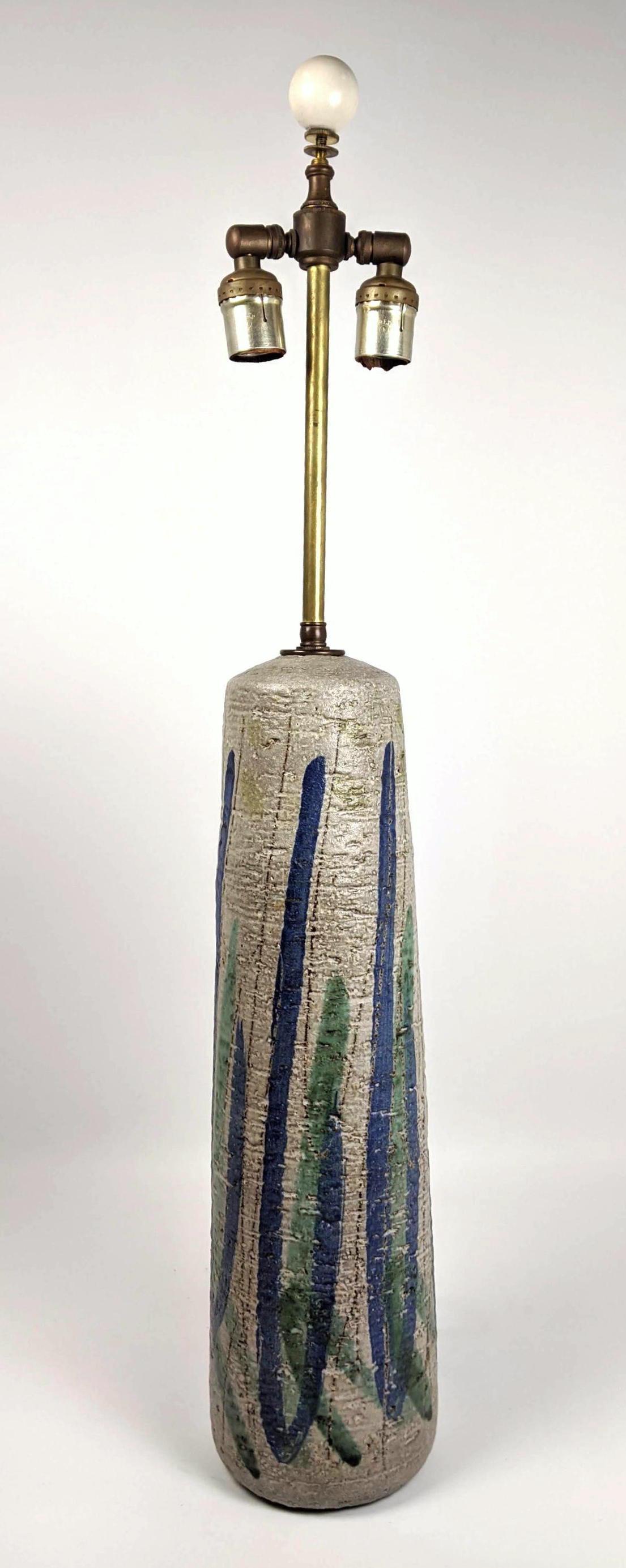 Tall Cylindrical Pottery Table Lamp. Glazed pottery for (1 of 9)