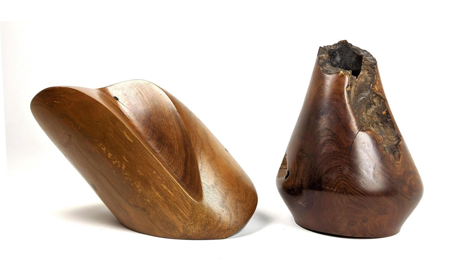 2pc Signed Woodworker Artisan Wood Objects Vase Sculptu (1 of 20)