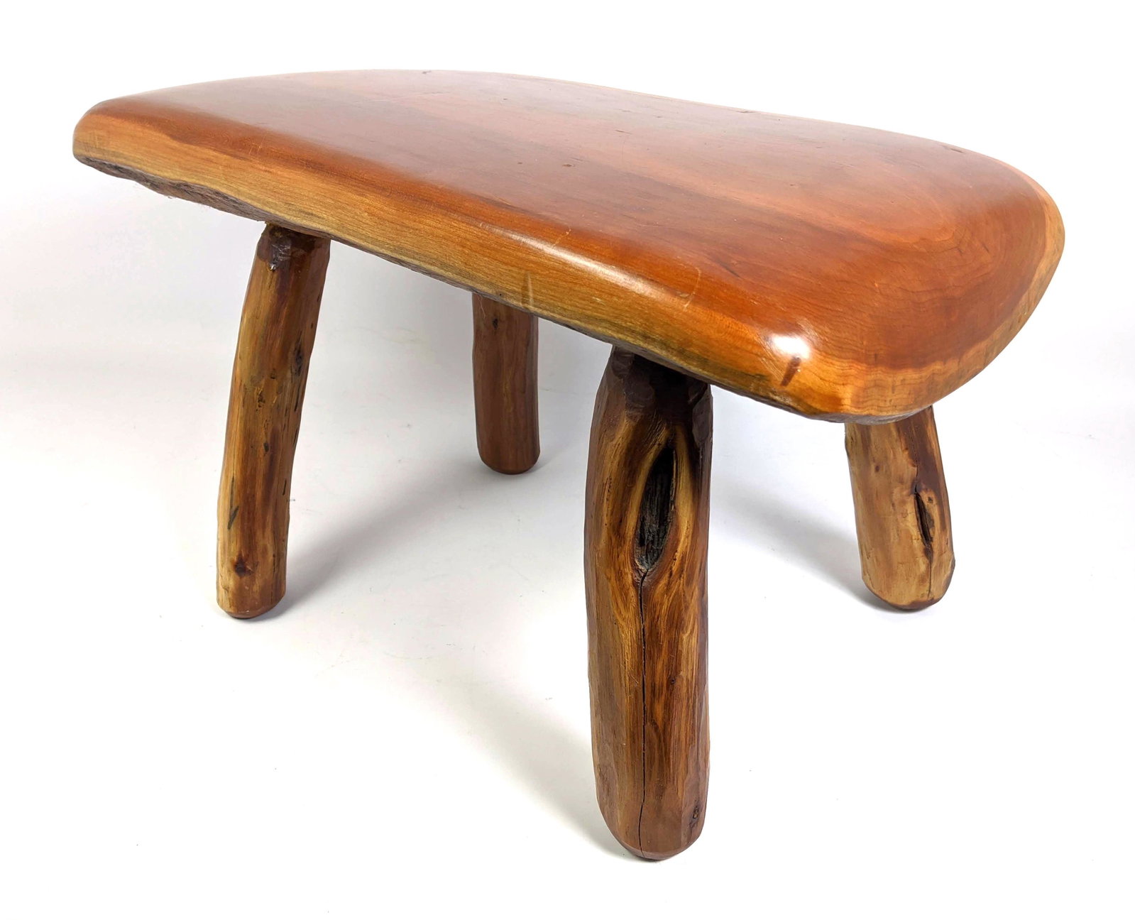 Natural Wood Stool with natural branch legs.: Natural Wood Stool with natural branch legs. -- Dimensions: H: 14.5 inches: W: 23.5 inches: D: 14 inches ---