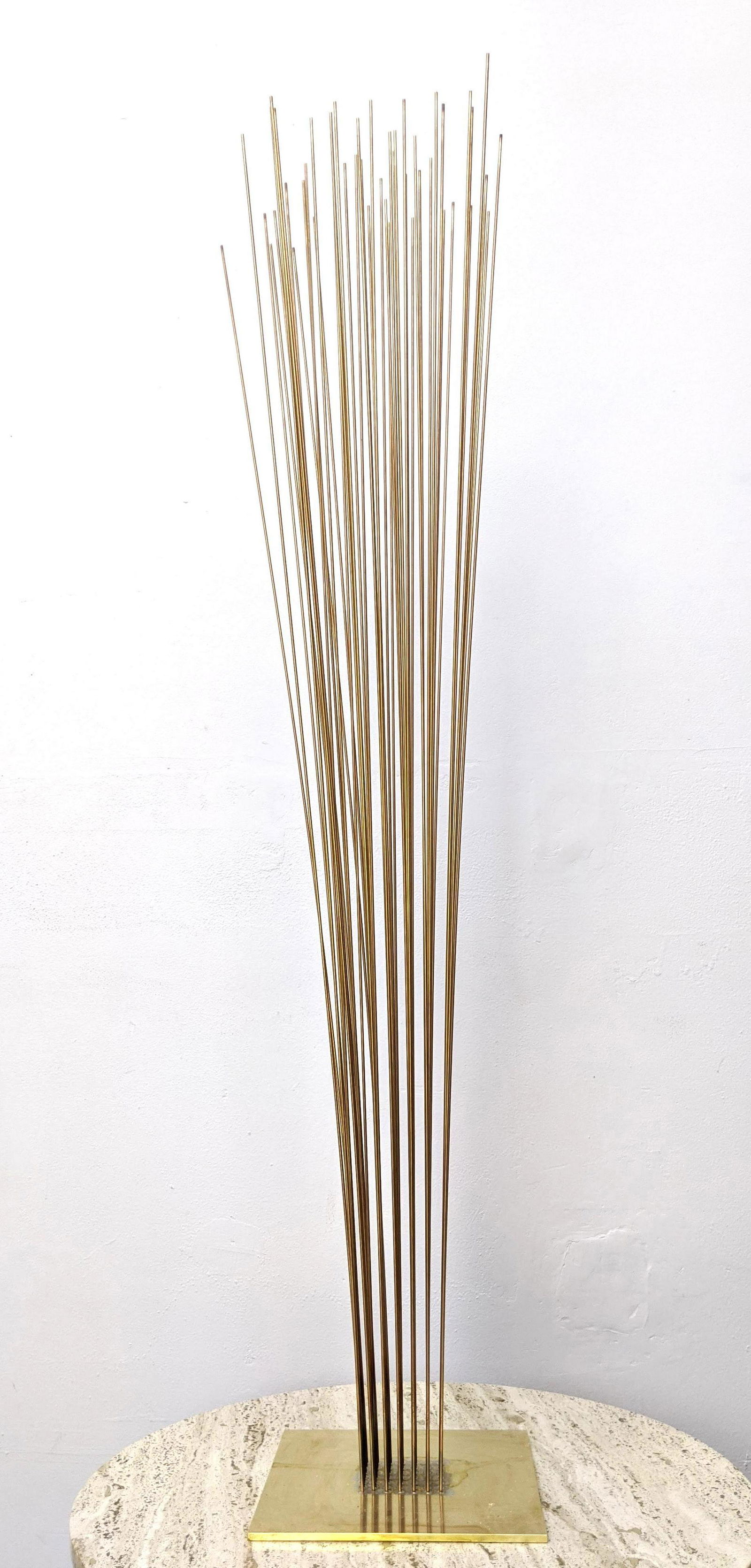 VAL BERTOIA 7 by 7 Rod "Sound Fine from 49". B -2429 B: VAL BERTOIA 7 by 7 Rod "Sound Fine from 49". B -2429 Beryllium Sound Sculpture. 49 Beryllium Copper Rods on Brass Base for Expanding Movement & Sound. . Comes with Copy of Title of Authentication. --