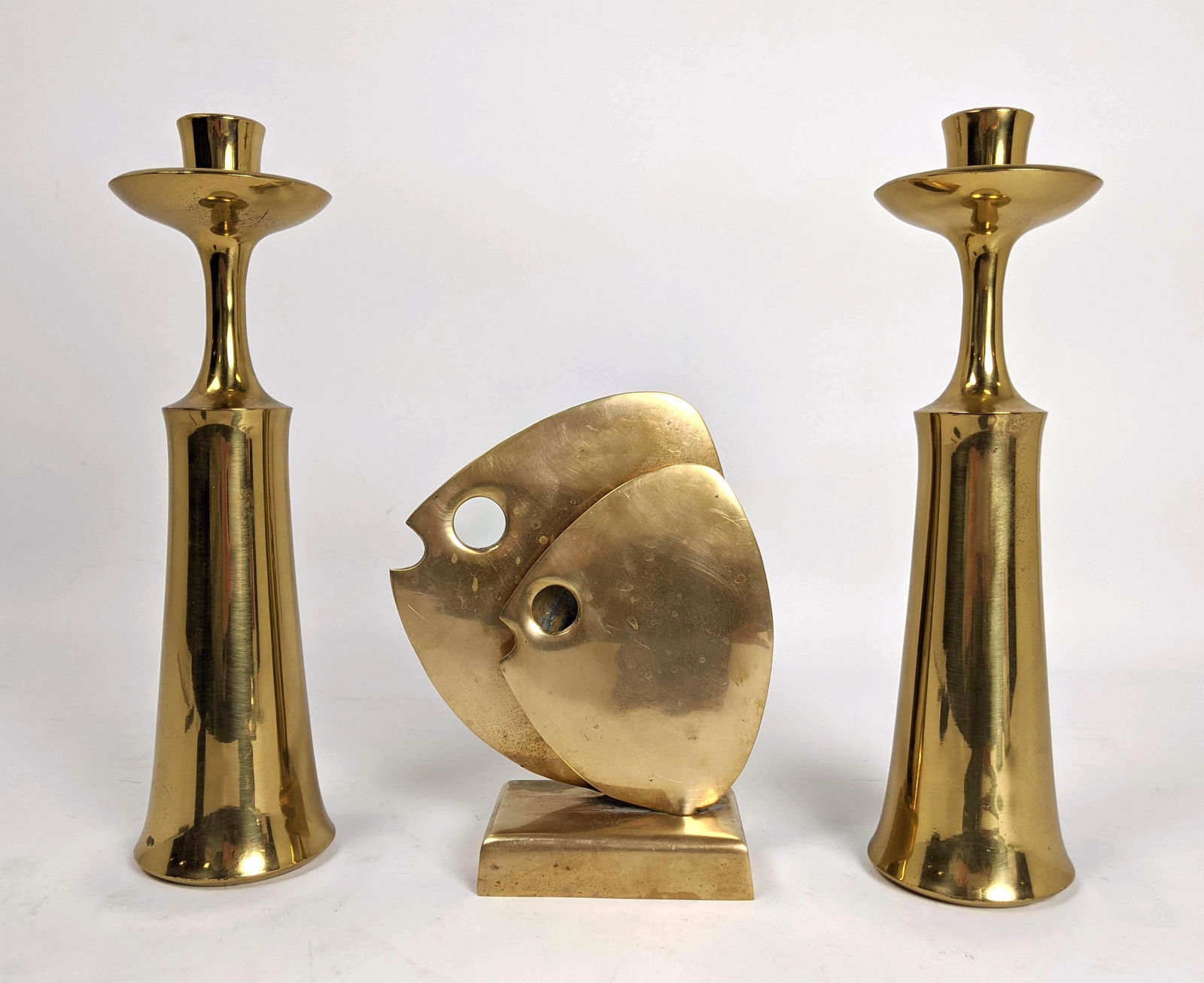 3pc Modernist Brass Pr Danish Candlesticks J Quistgaard (1 of 15)