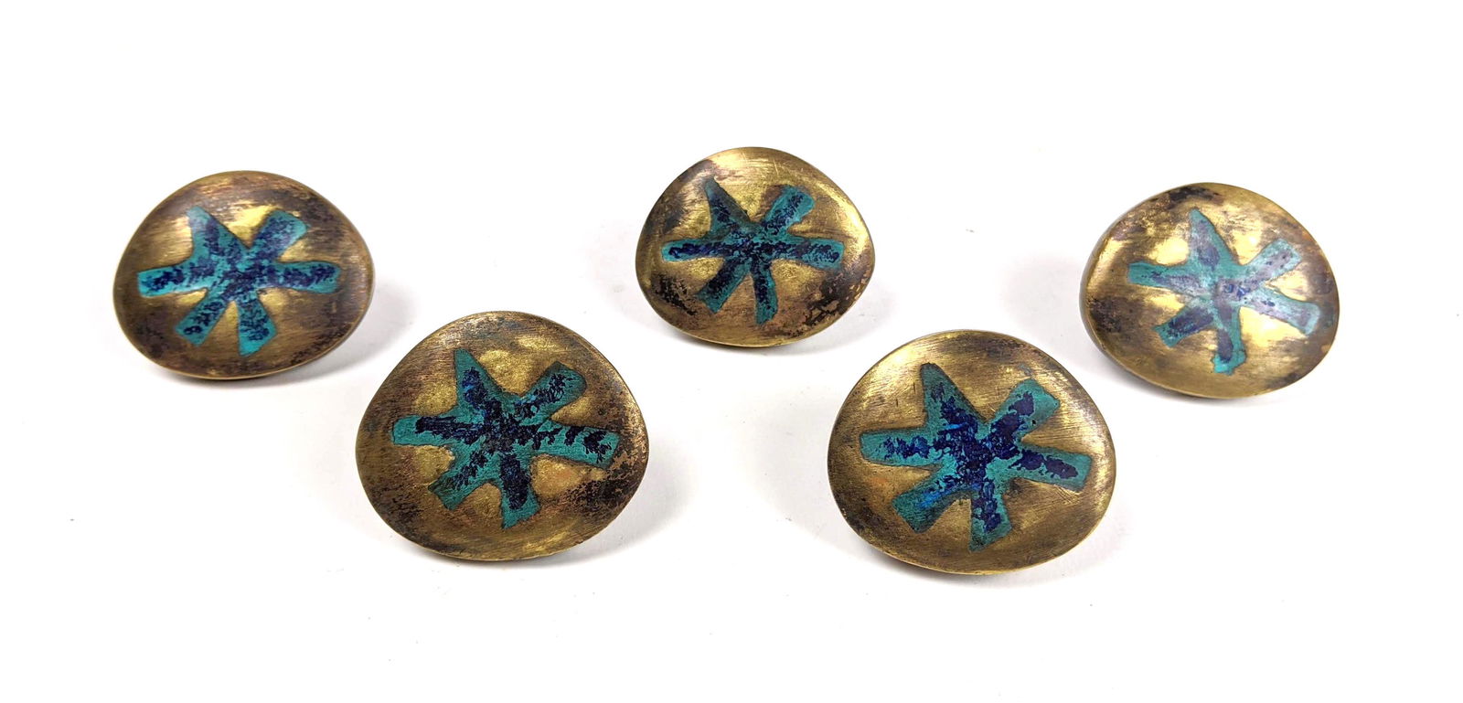 5pc Stamped PEPE MENDOZA Bronze Door Drawer Pulls. Gree (1 of 10)