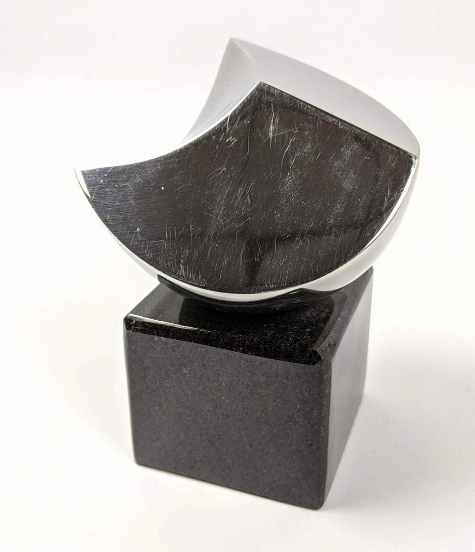 Chromed Metal Modernist Table Sculpture. Wedge form scu (1 of 10)