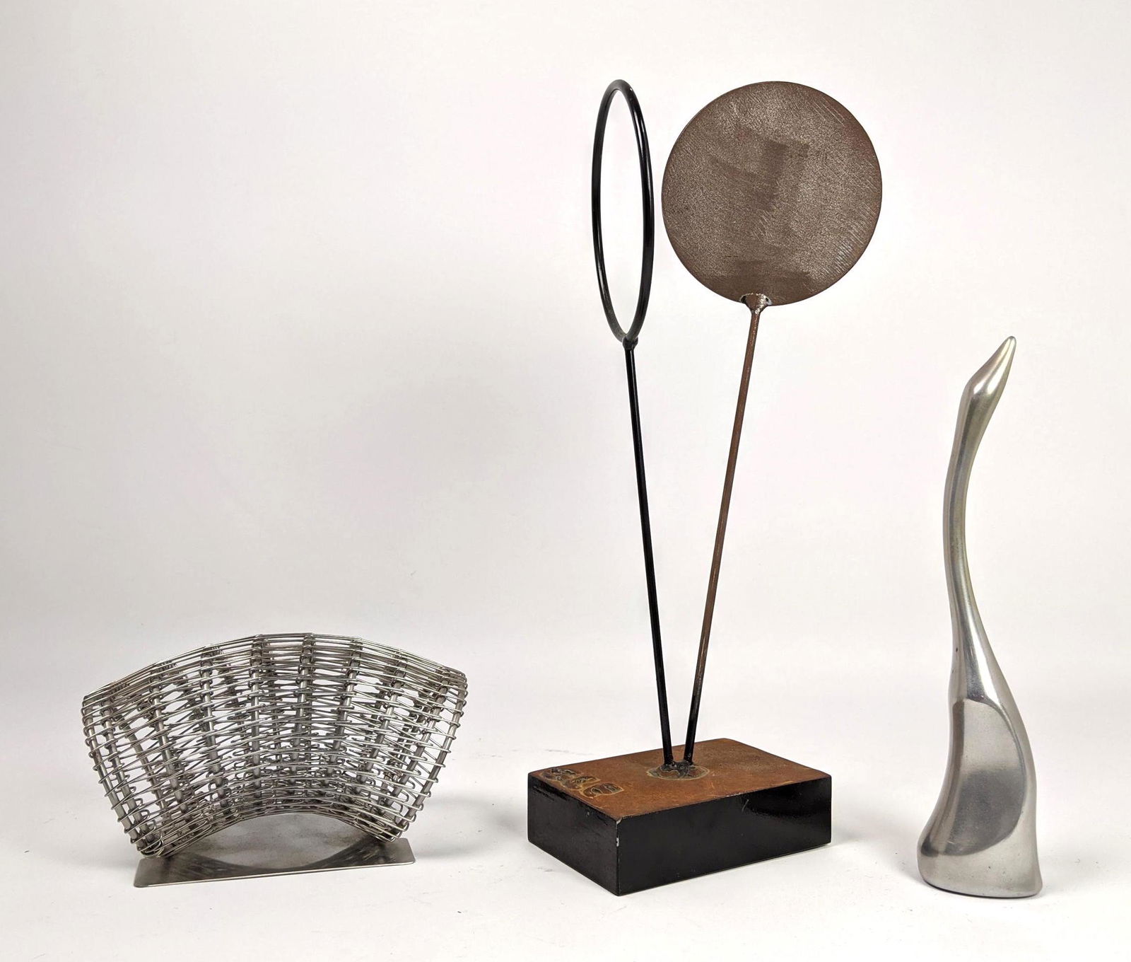 3pc Modernist Sculpture Lot. 1) HC HELGERSON Mesh Tube (1 of 19)