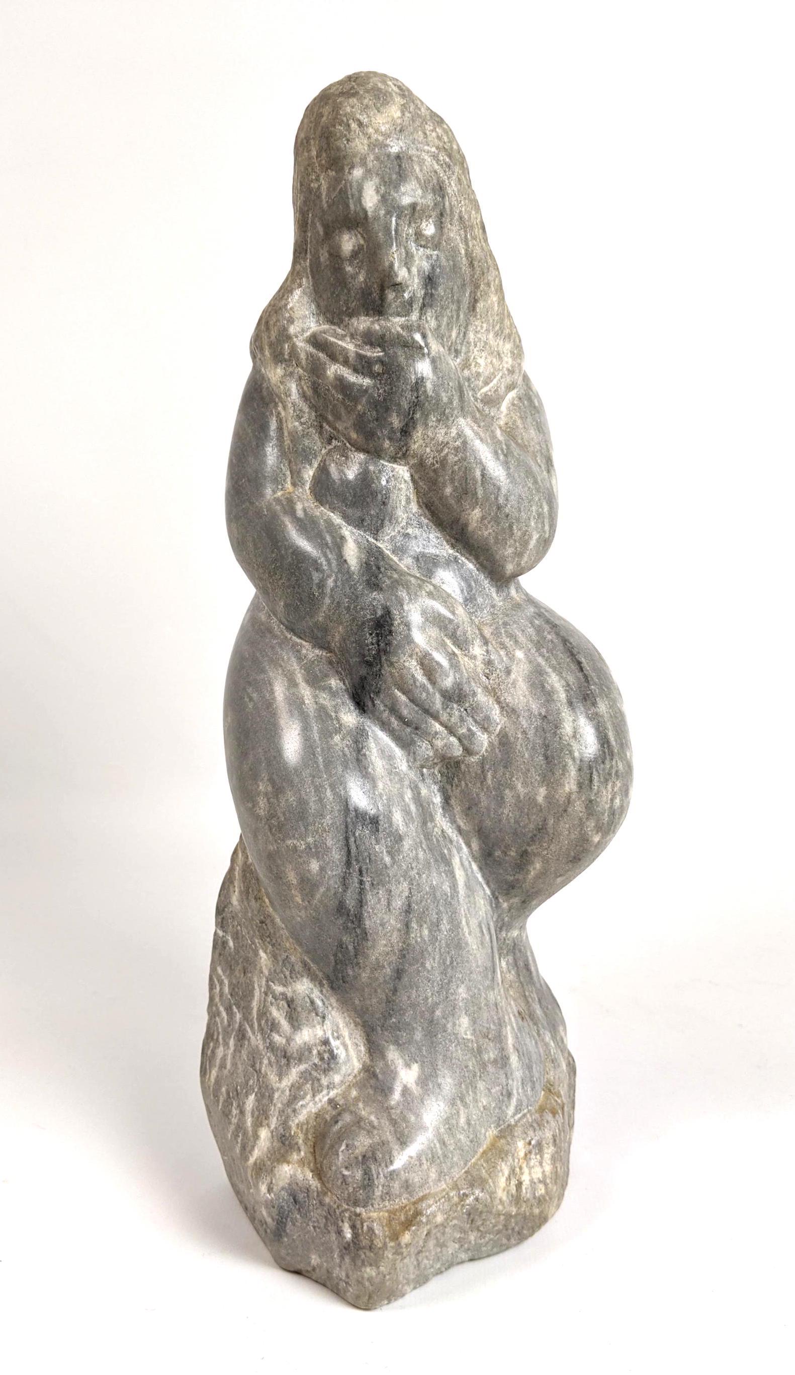 GAUSS Carved Marble Figural Female Sculpture. Seated Wo (1 of 10)
