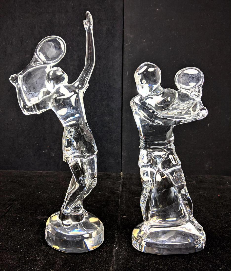 Pr BACCARAT French Crystal Tennis Figures. Sculptures. (1 of 9)