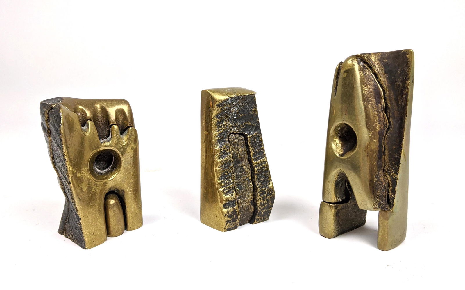3pc Abstract Bronze Modernist Sculptures. Each Sculptur (1 of 17)