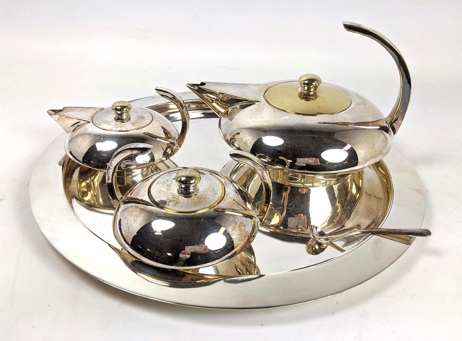 ESCAPADE Paris Modernist Chrome Tea Set. Stylish Teapot (1 of 20)