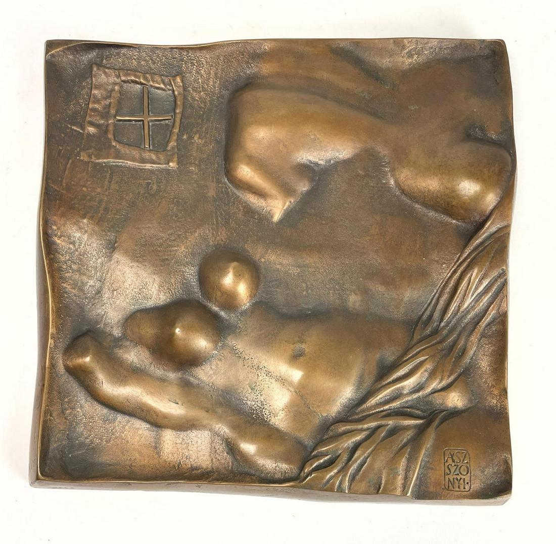 ASZSZO NYI Metal Relief Plaque. Female Nudes. Marked. (1 of 10)