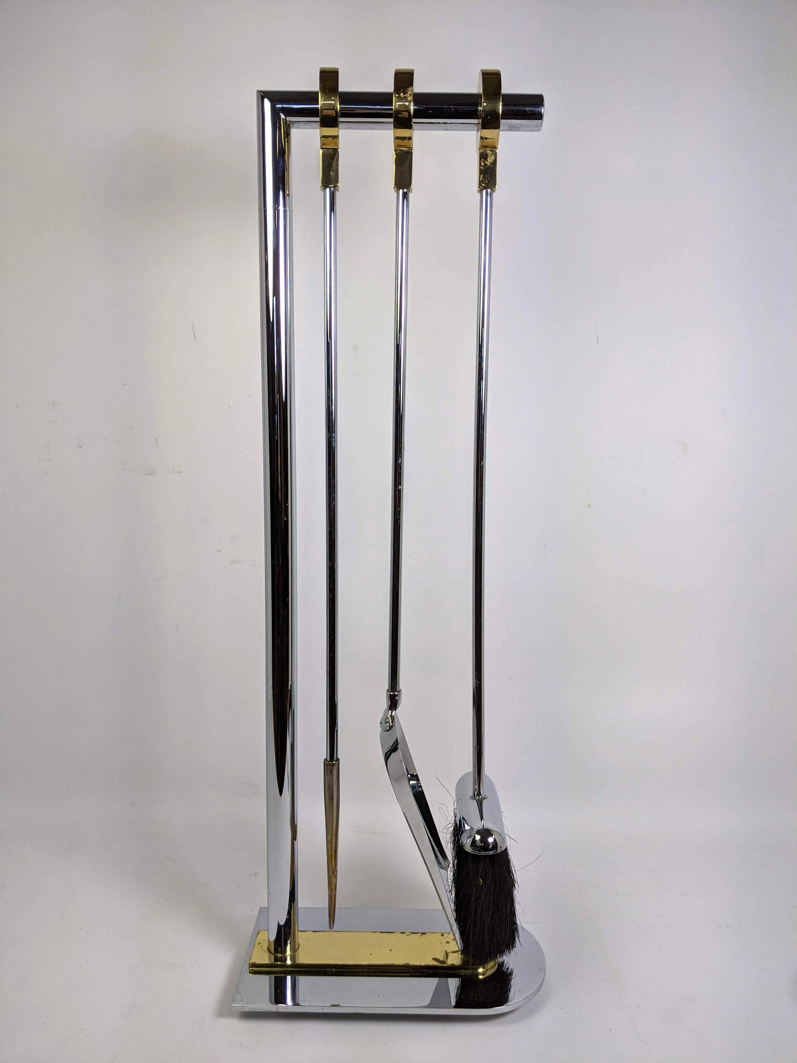 Designer Chrome & Brass Fireplace Tools. Three tools wi (1 of 11)
