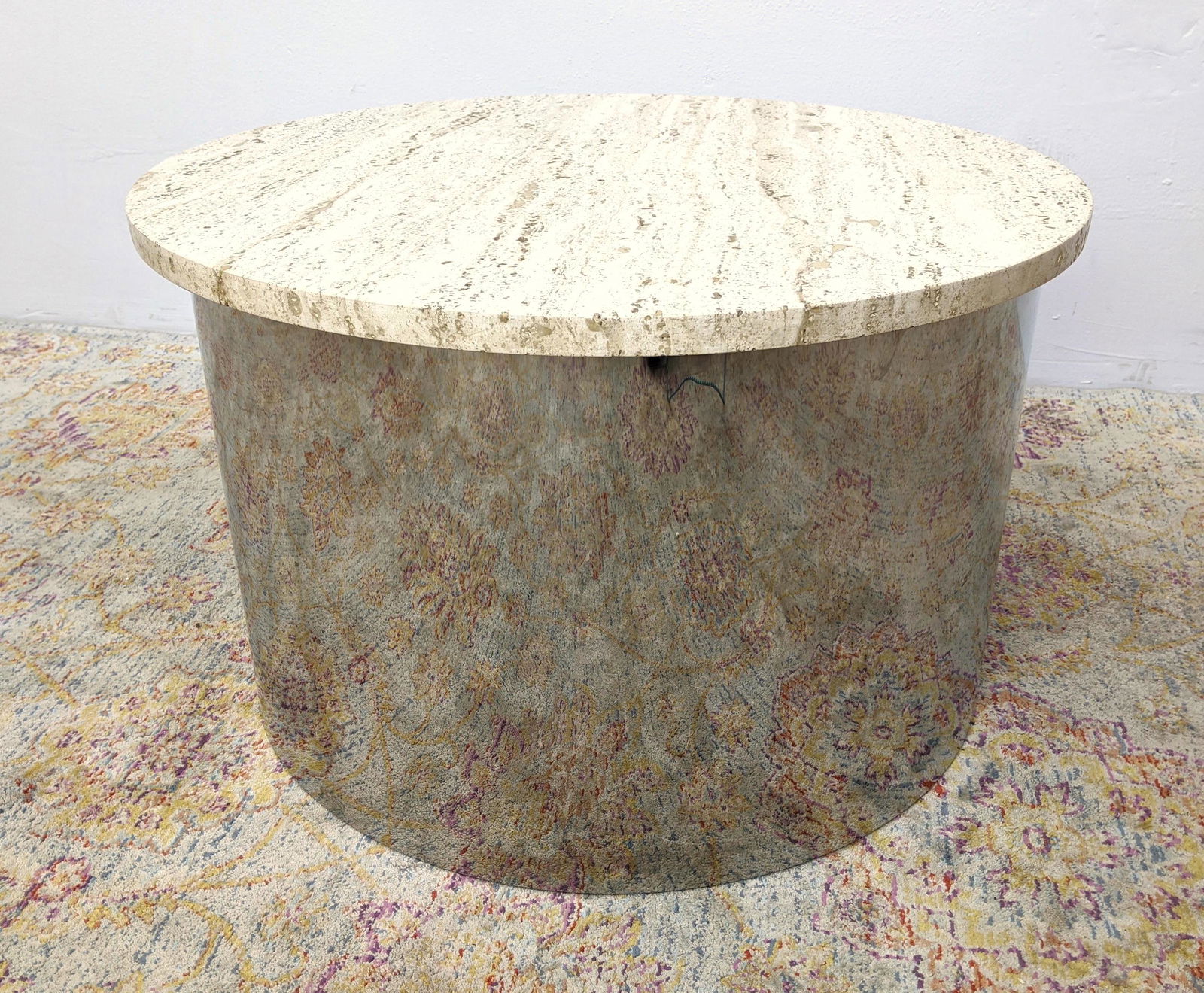 Habitat by Conran style Travertine Top Side Table. Chro (1 of 9)