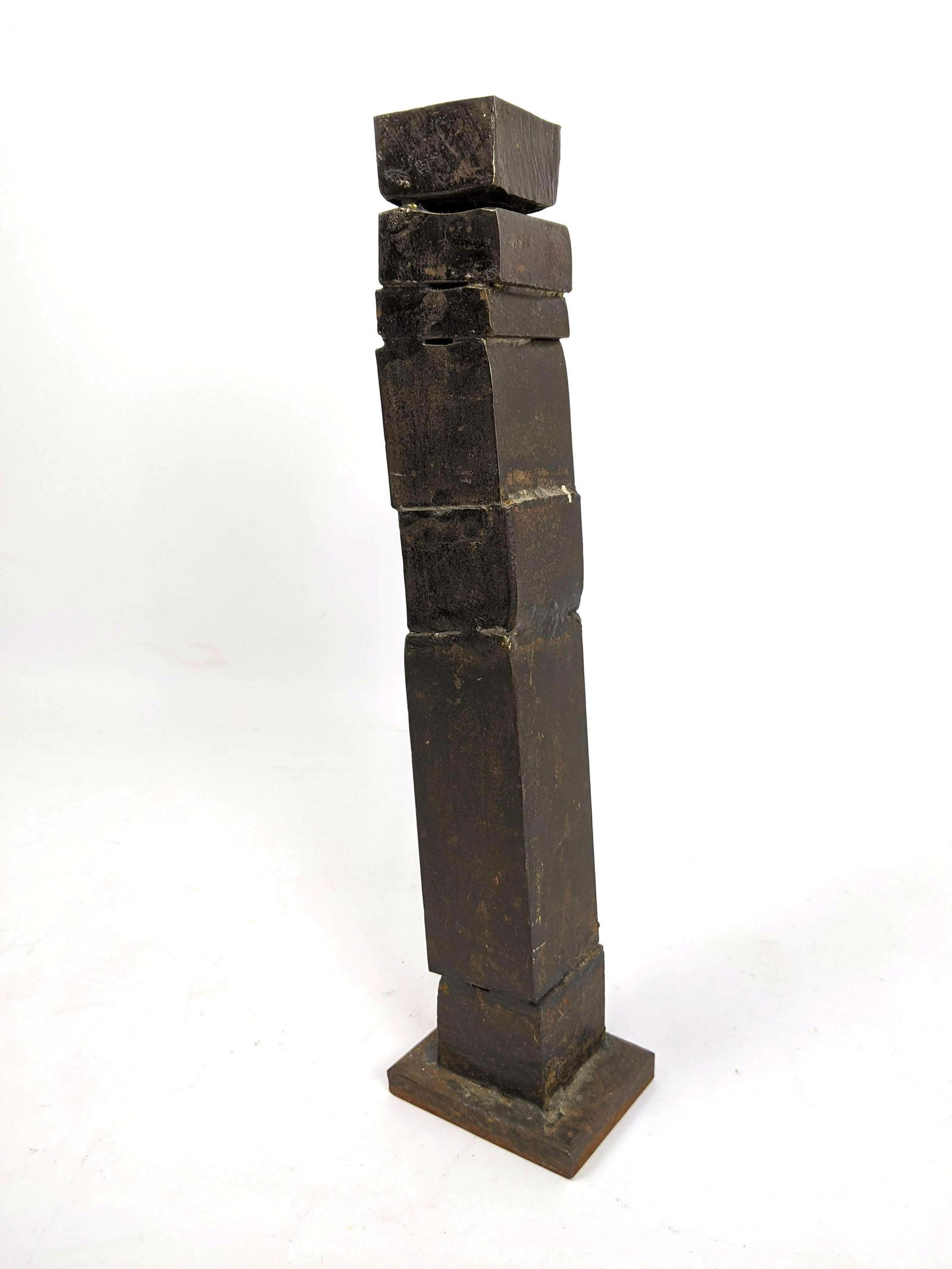 Brutalist Welded Stacked Iron Candlestick. (1 of 11)