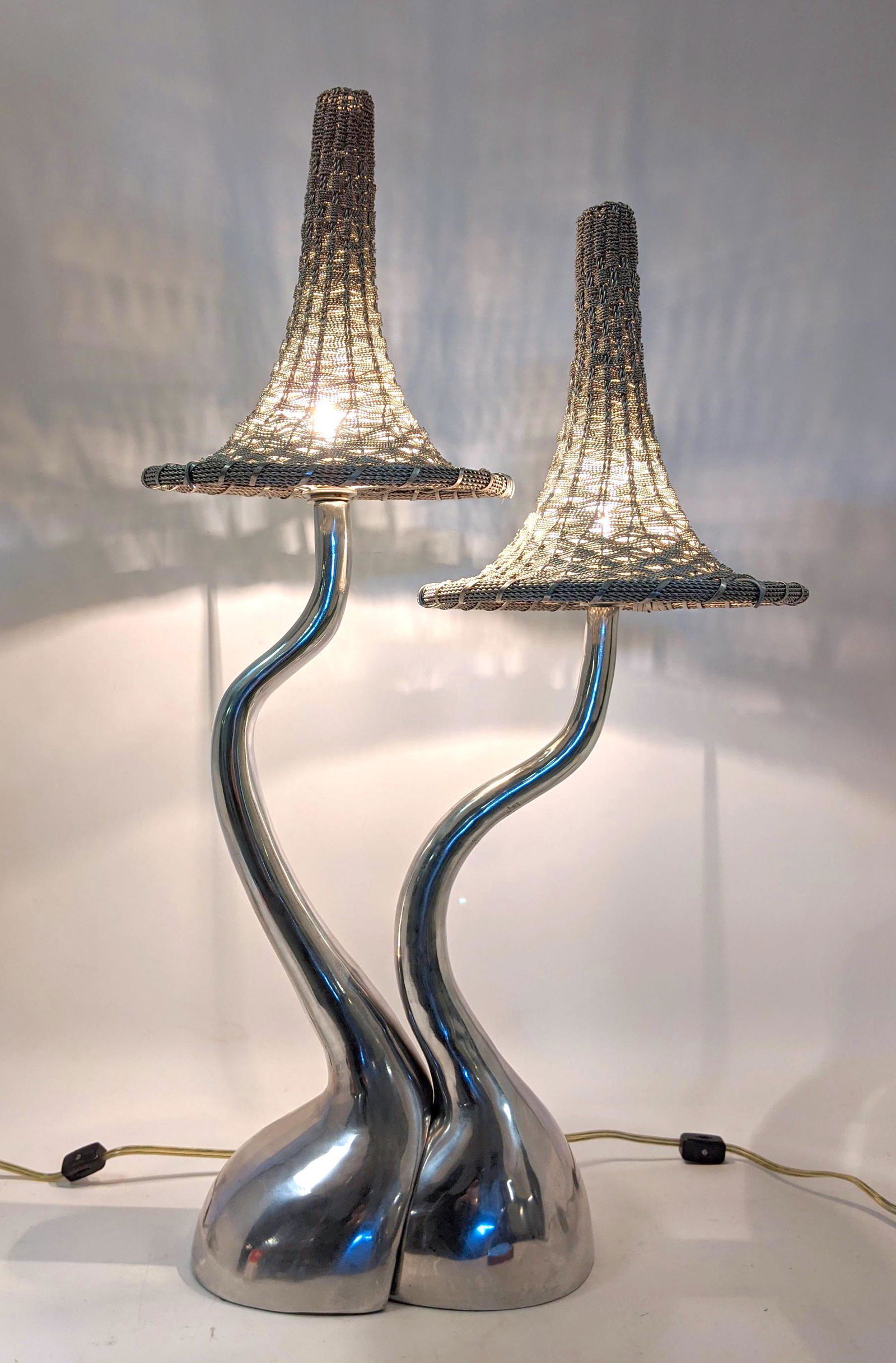 Pr ESCAPADE Paris Chrome Modernist Nesting Lamps. Two O (1 of 13)