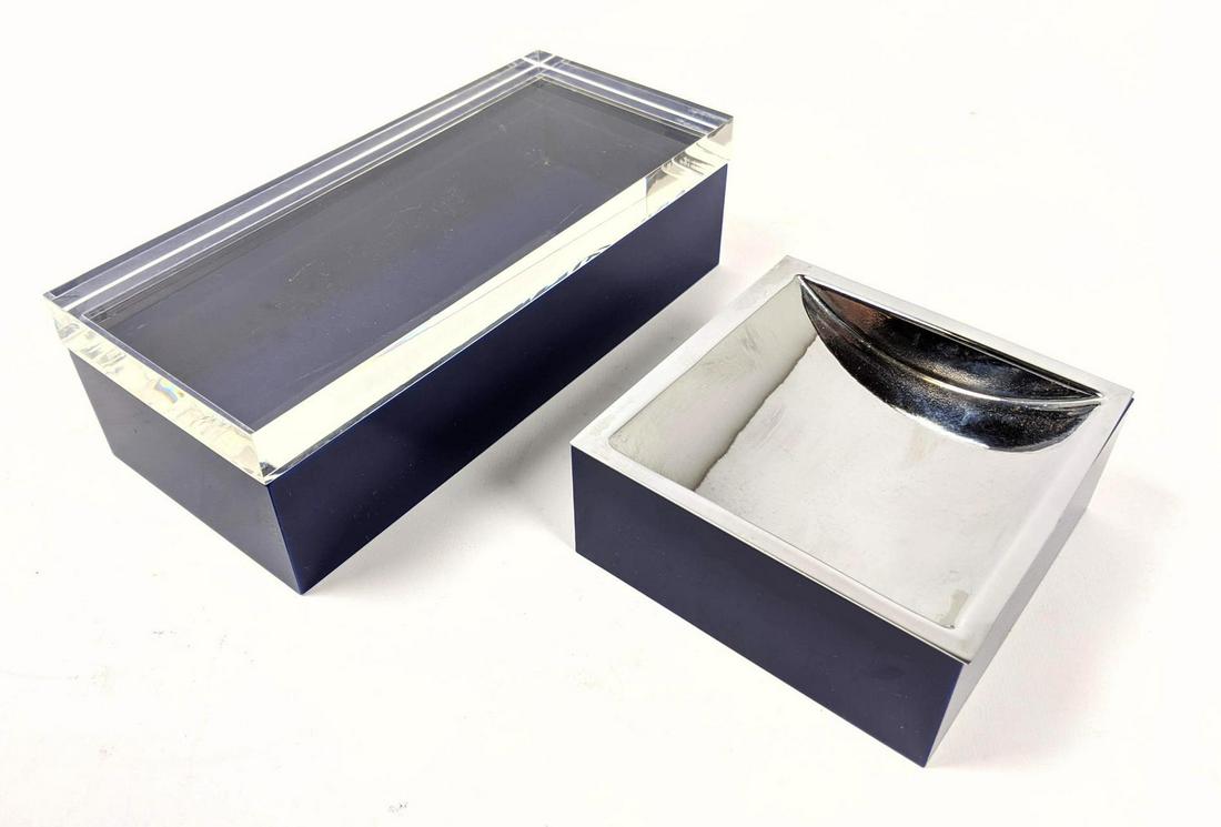 ALBRIZZI 2pc Colored Lucite Lot. Cobalt box with clear (1 of 8)