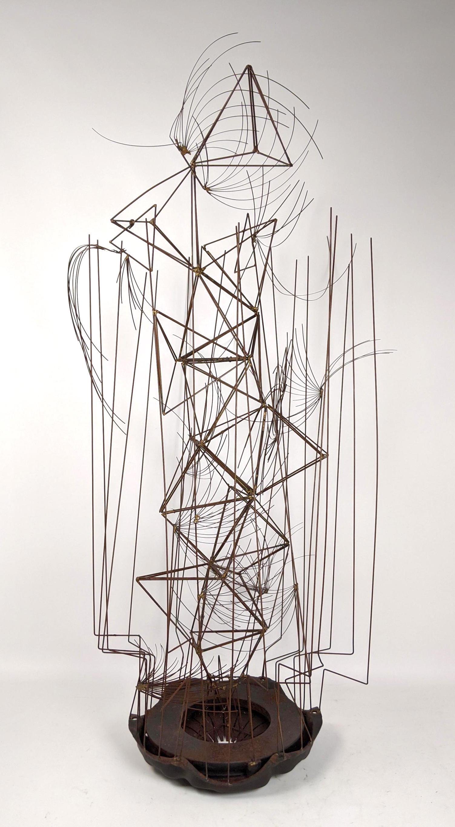 Elaborate Wire Sculpture on Found Iron Base.  Welded ir (1 of 11)