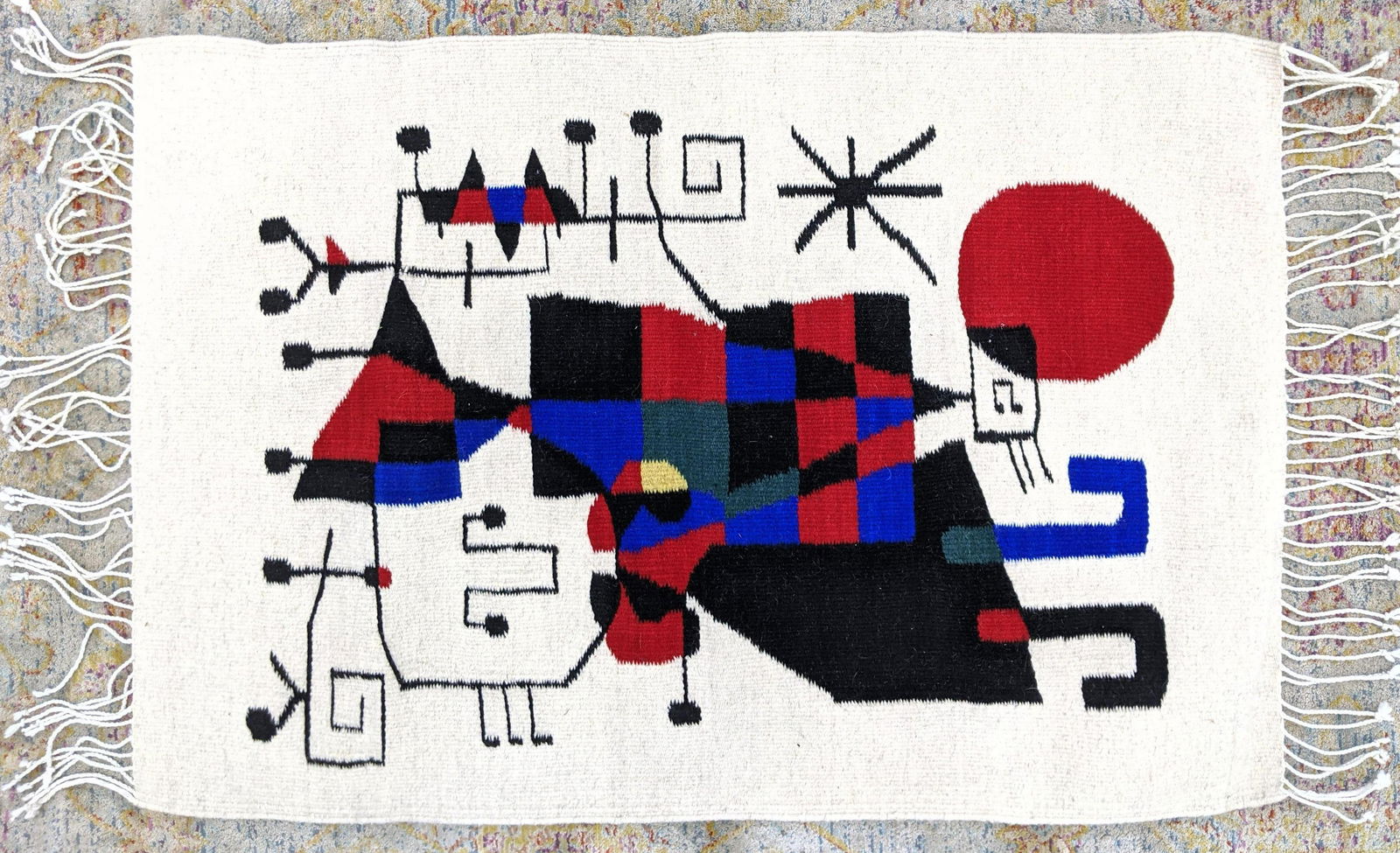 Modernist Joan Miro style Woven Tapestry Rug. (1 of 4)