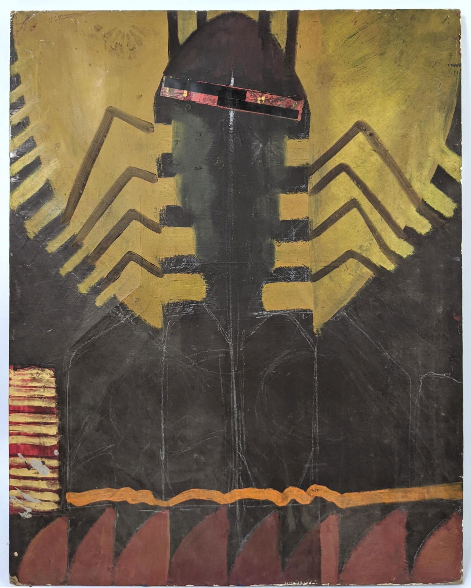 Signed and dated modernist painting of futurist figure. (1 of 9)