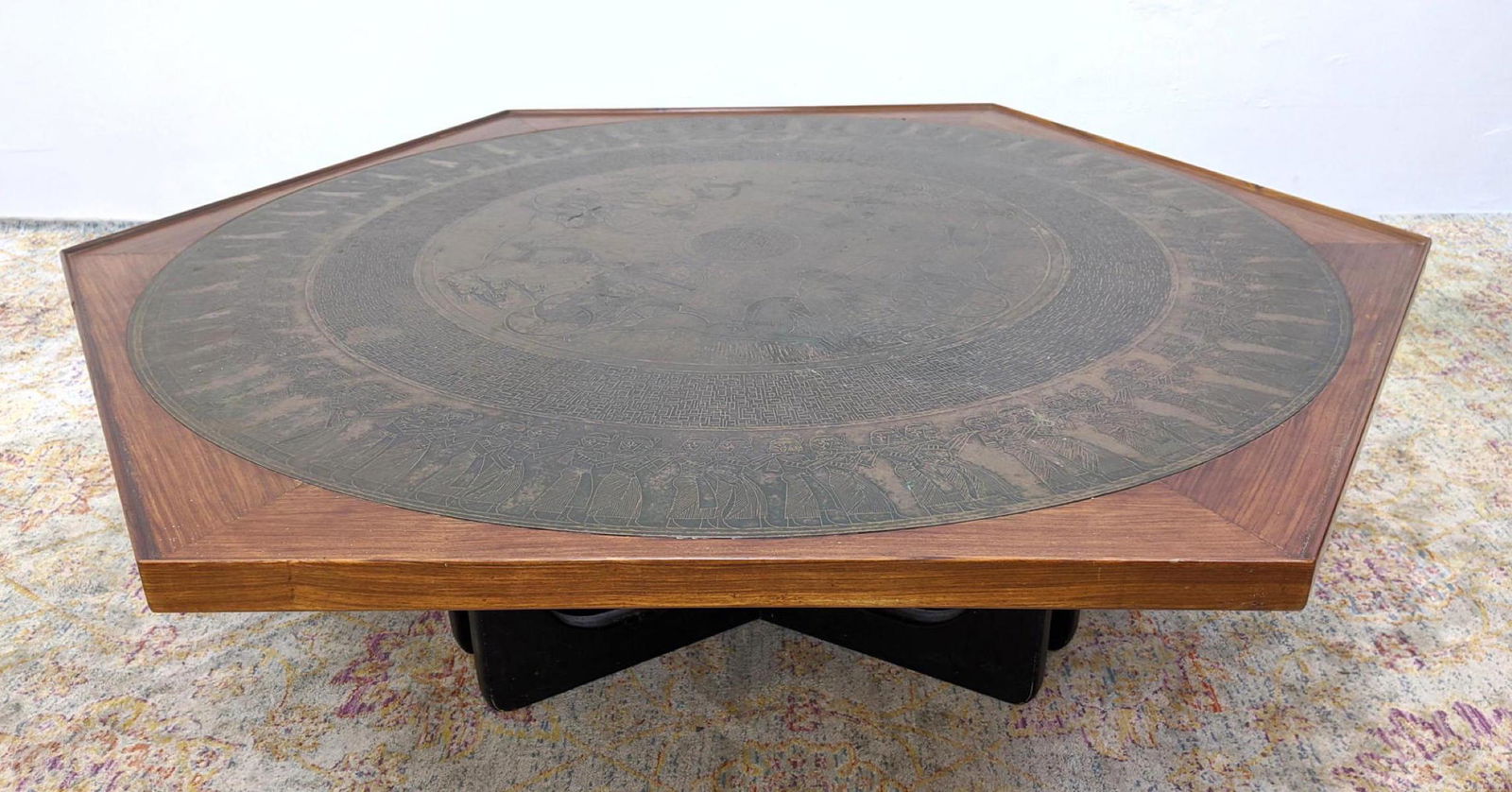 Harvey Probber style Hexagonal Coffee Table. Walnut top (1 of 15)